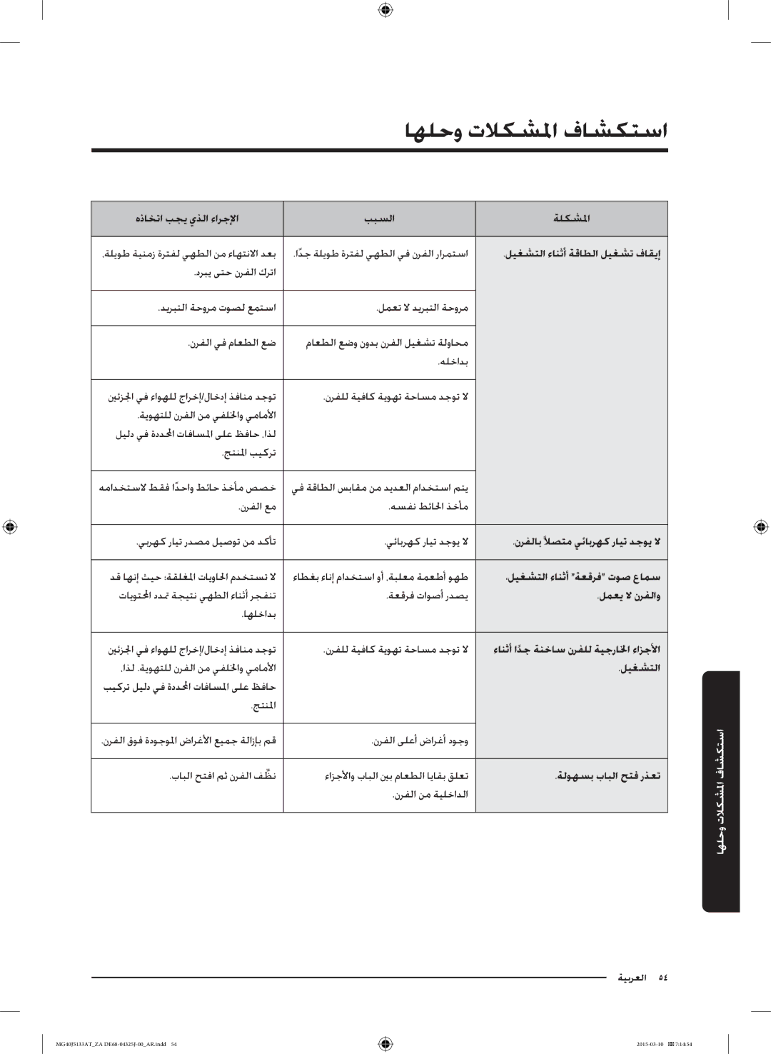 Samsung MG40J5133AT/ZA manual استكشاف المشكلات وحلسا 