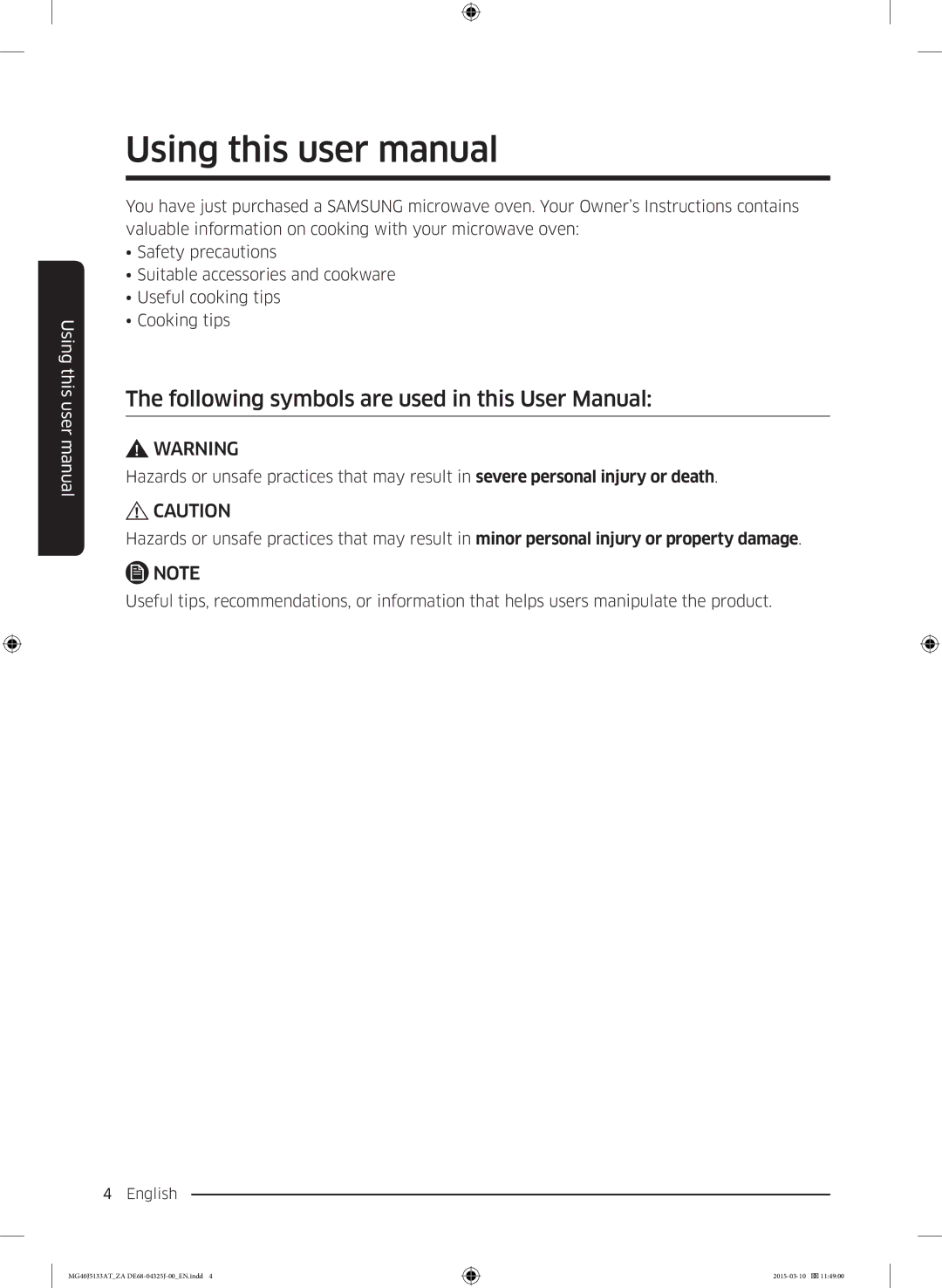 Samsung MG40J5133AT/ZA manual English 