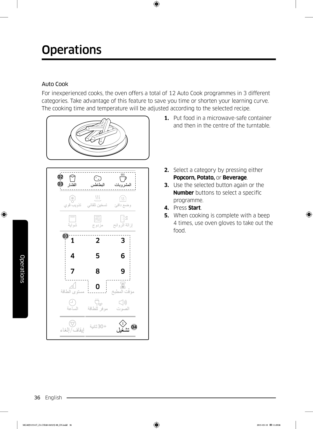 Samsung MG40J5133AT/ZA manual Operations 