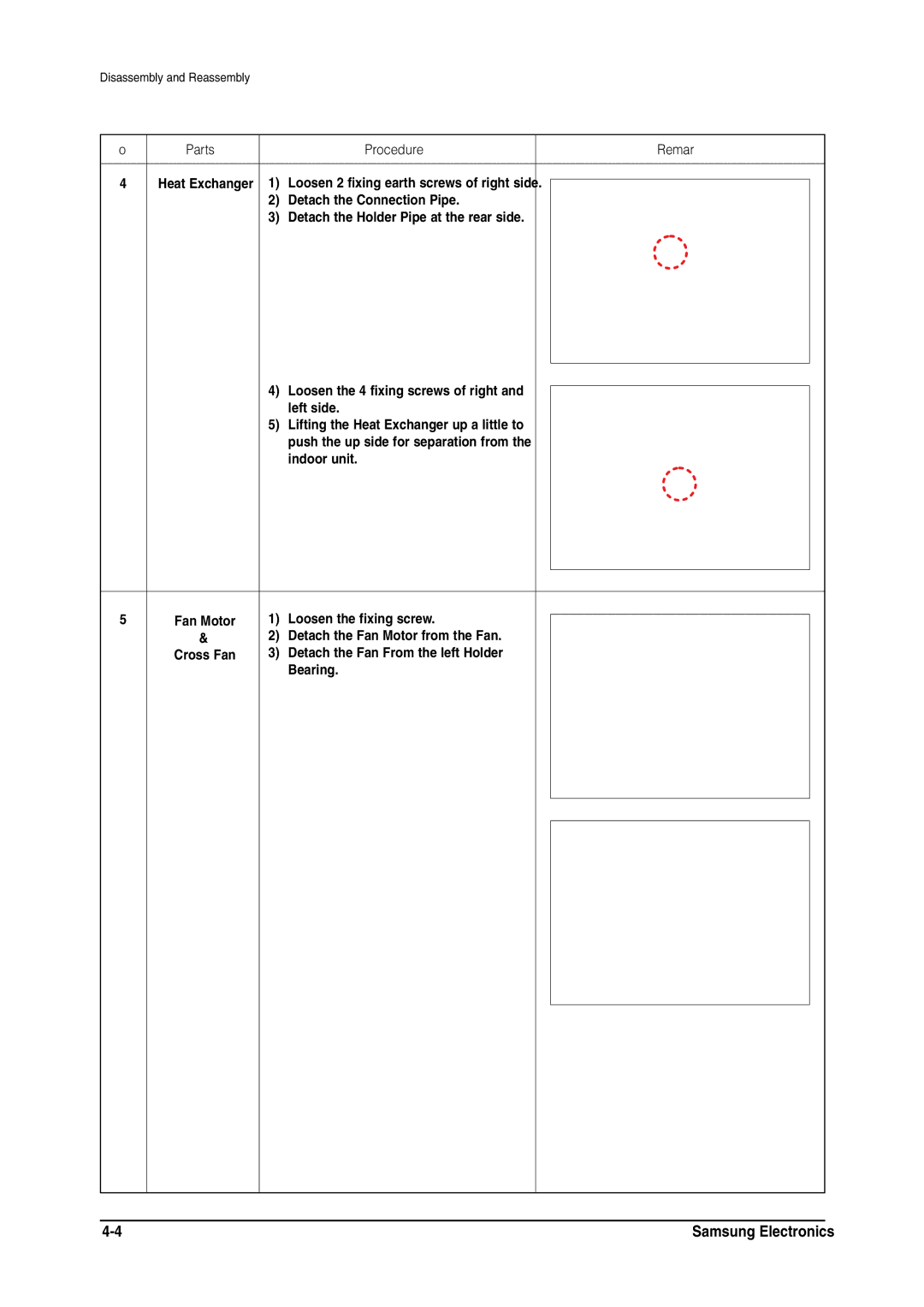 Samsung MH026FNCA service manual Parts Procedure Remark 