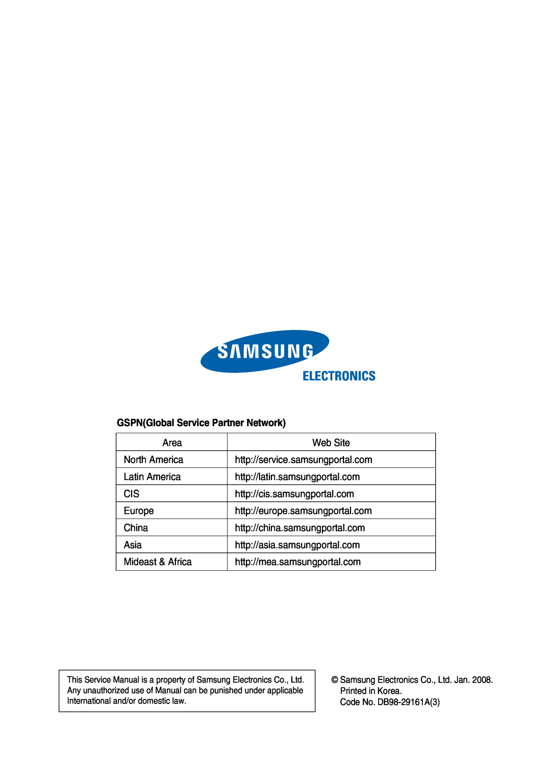 Samsung MH026FNCA service manual GSPNGlobal Service Partner Network, Electronics 