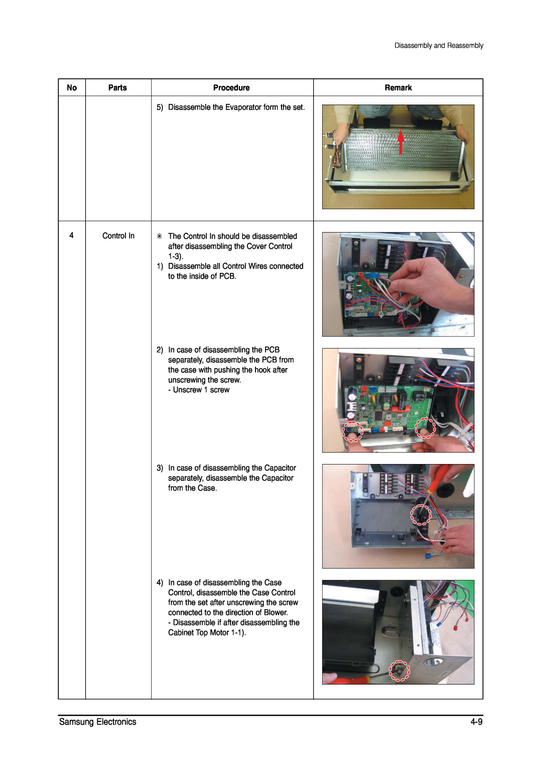 Samsung MH026FNCA service manual Samsung Electronics, Parts, Procedure 