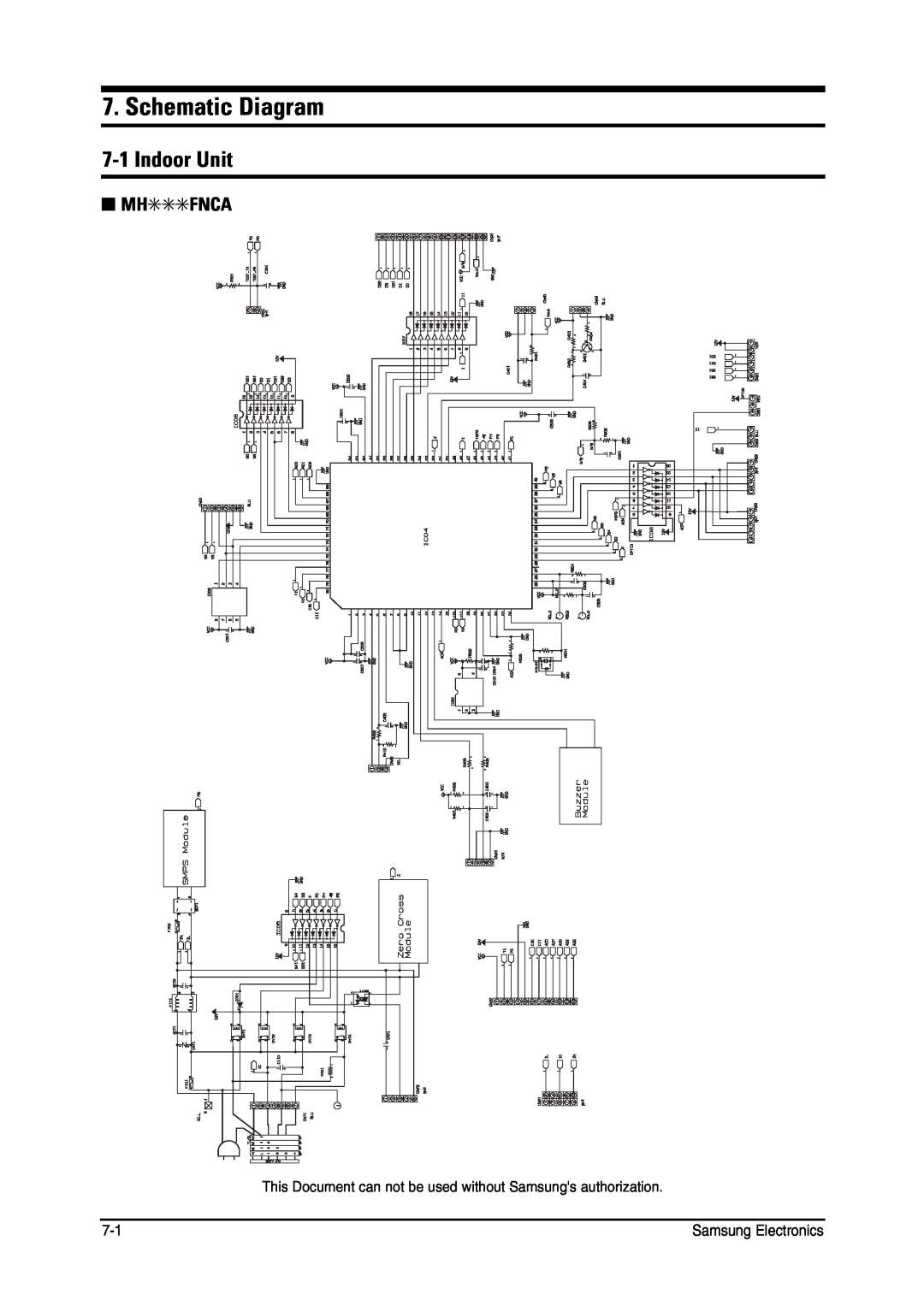 Samsung MH026FNCA service manual Schematic Diagram, 7-1Indoor Unit, Mhfnca 