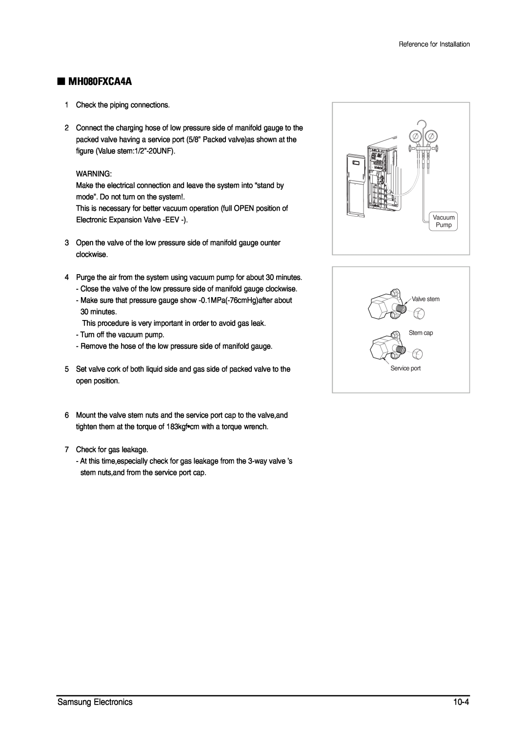 Samsung MH026FNCA service manual MH080FXCA4A, Samsung Electronics, 10-4 