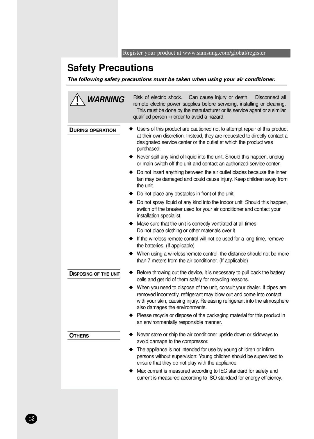 Samsung MH035FPEA, MH052FPEA1, MH026FPEA, MH020FPEA, MH023FPEA user manual Safety Precautions 