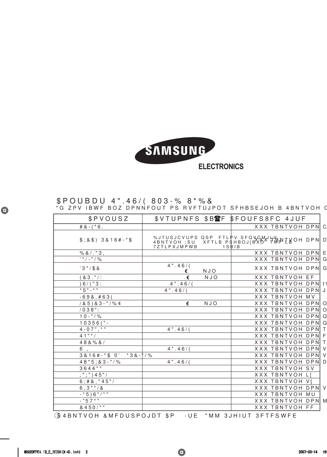 Samsung MH020FPEA, MH052FPEA1, MH026FPEA, MH035FPEA, MH023FPEA user manual Contact Samsung World Wide 