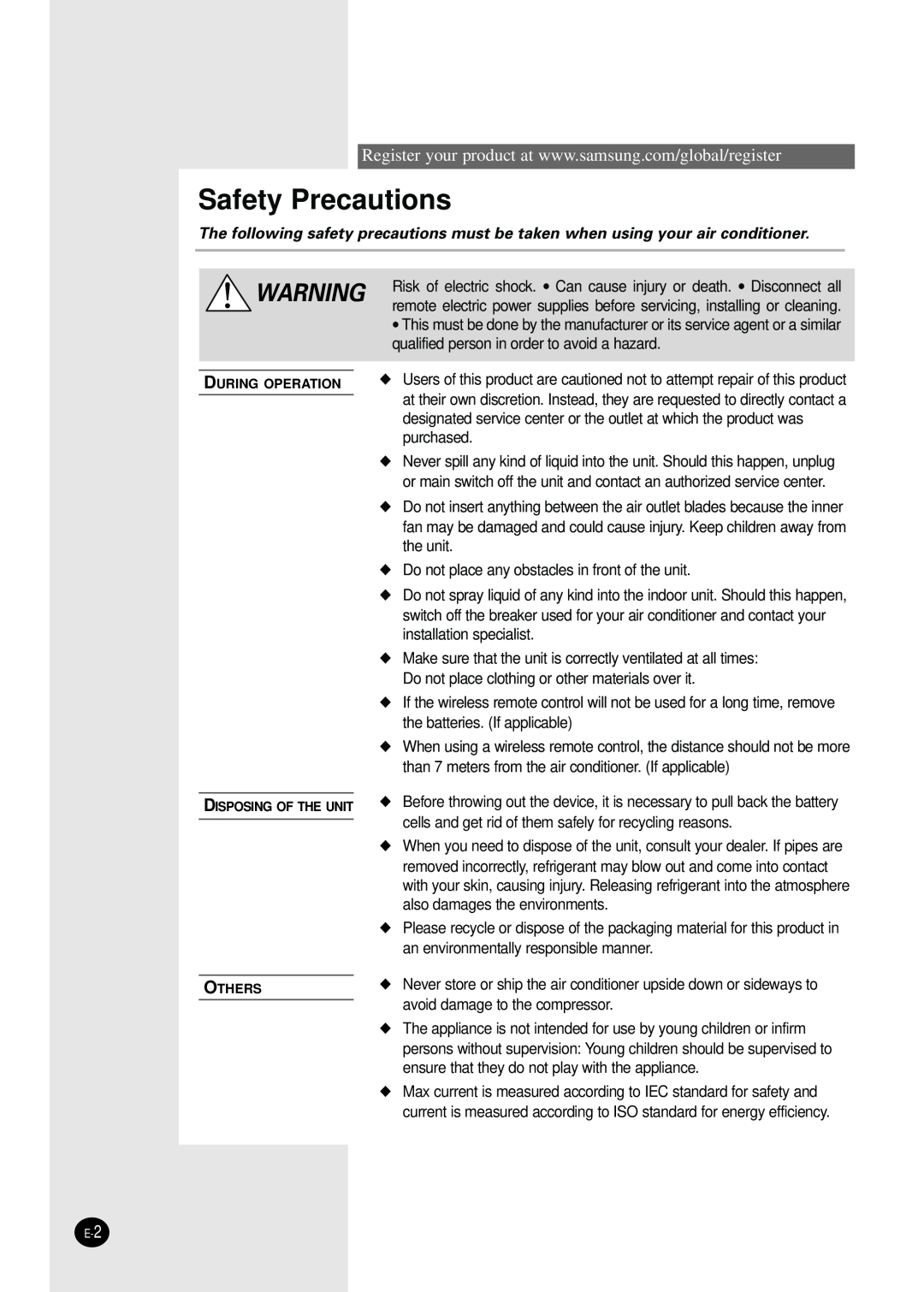 Samsung MH035FPEA, MH052FPEA1, MH026FPEA, MH020FPEA, MH023FPEA user manual Safety Precautions 
