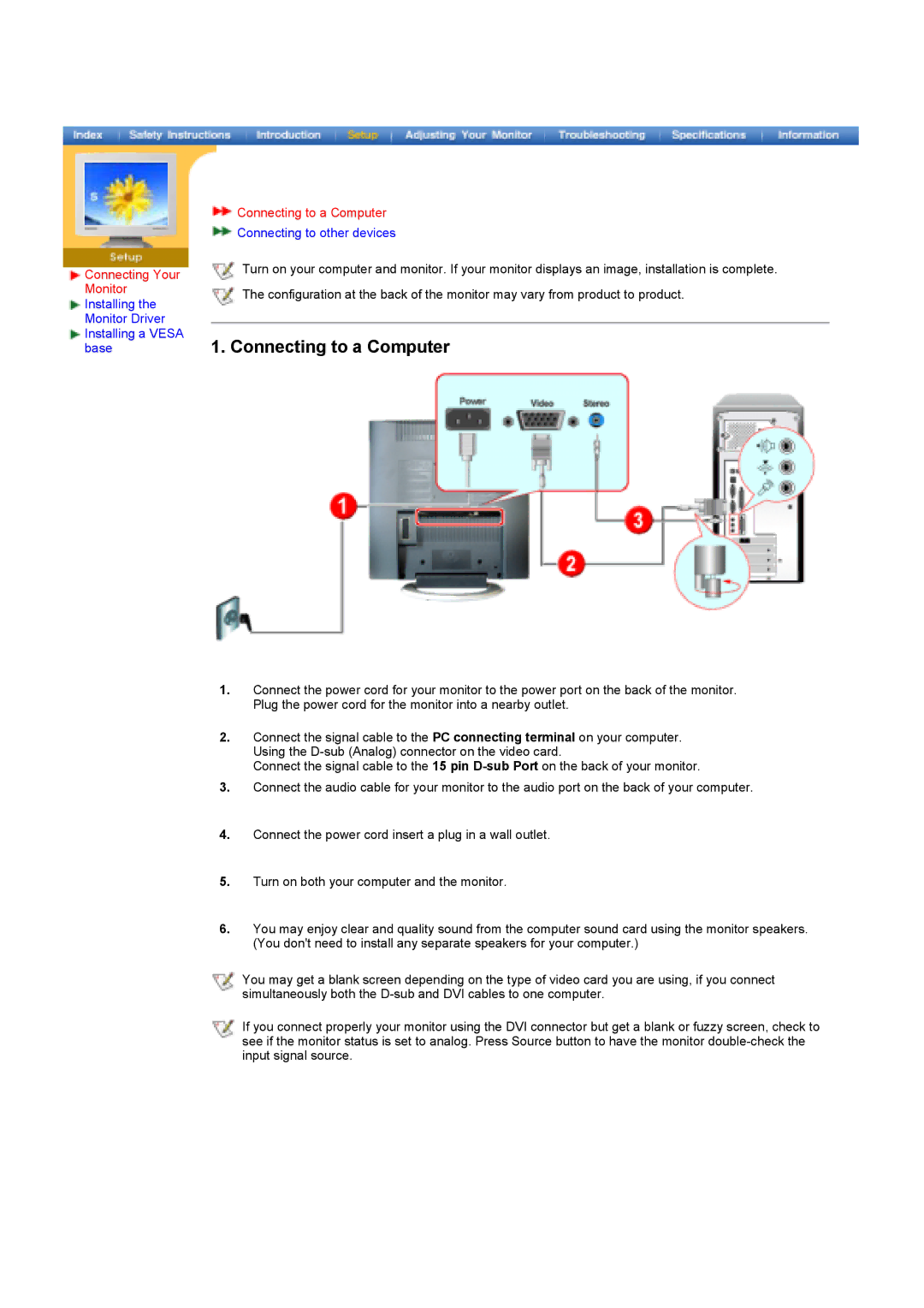 Samsung MH15ASSS/EDC, LS17MHASSZ/EDC, MH17ASSS/EDC, MH15ASSSY/EDC, MH17ASSSY/EDC manual Connecting to a Computer 