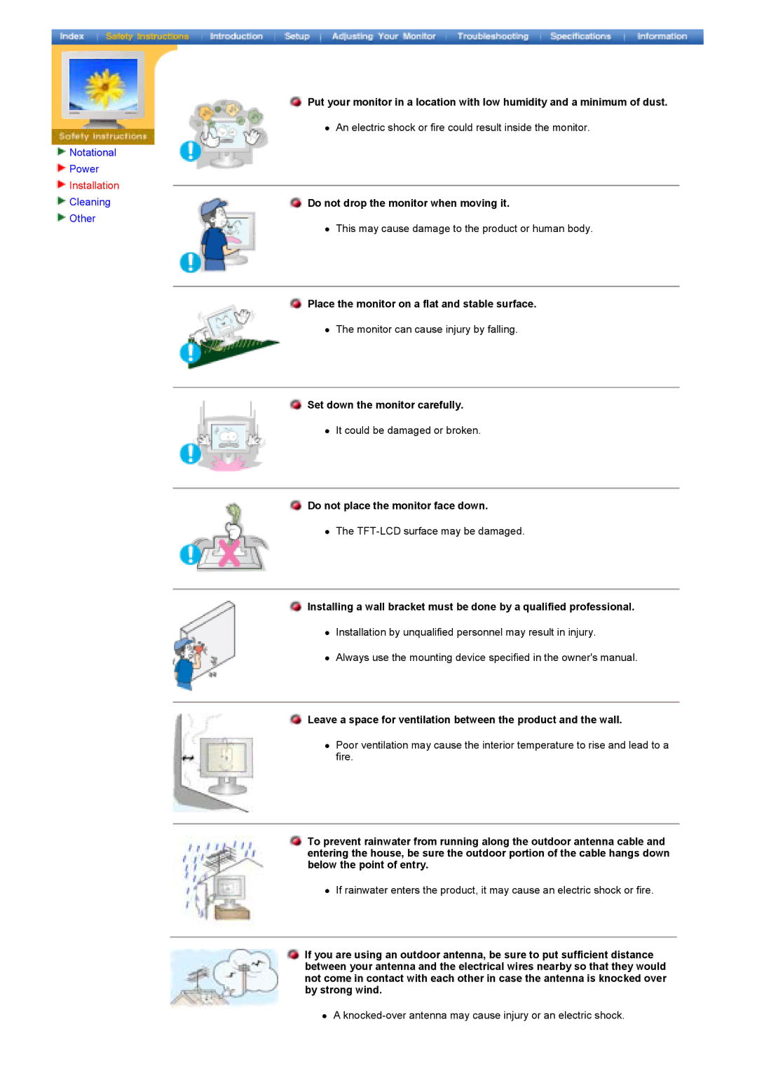 Samsung MH15ASSS/EDC manual Installation, Place the monitor on a flat and stable surface, Set down the monitor carefully 