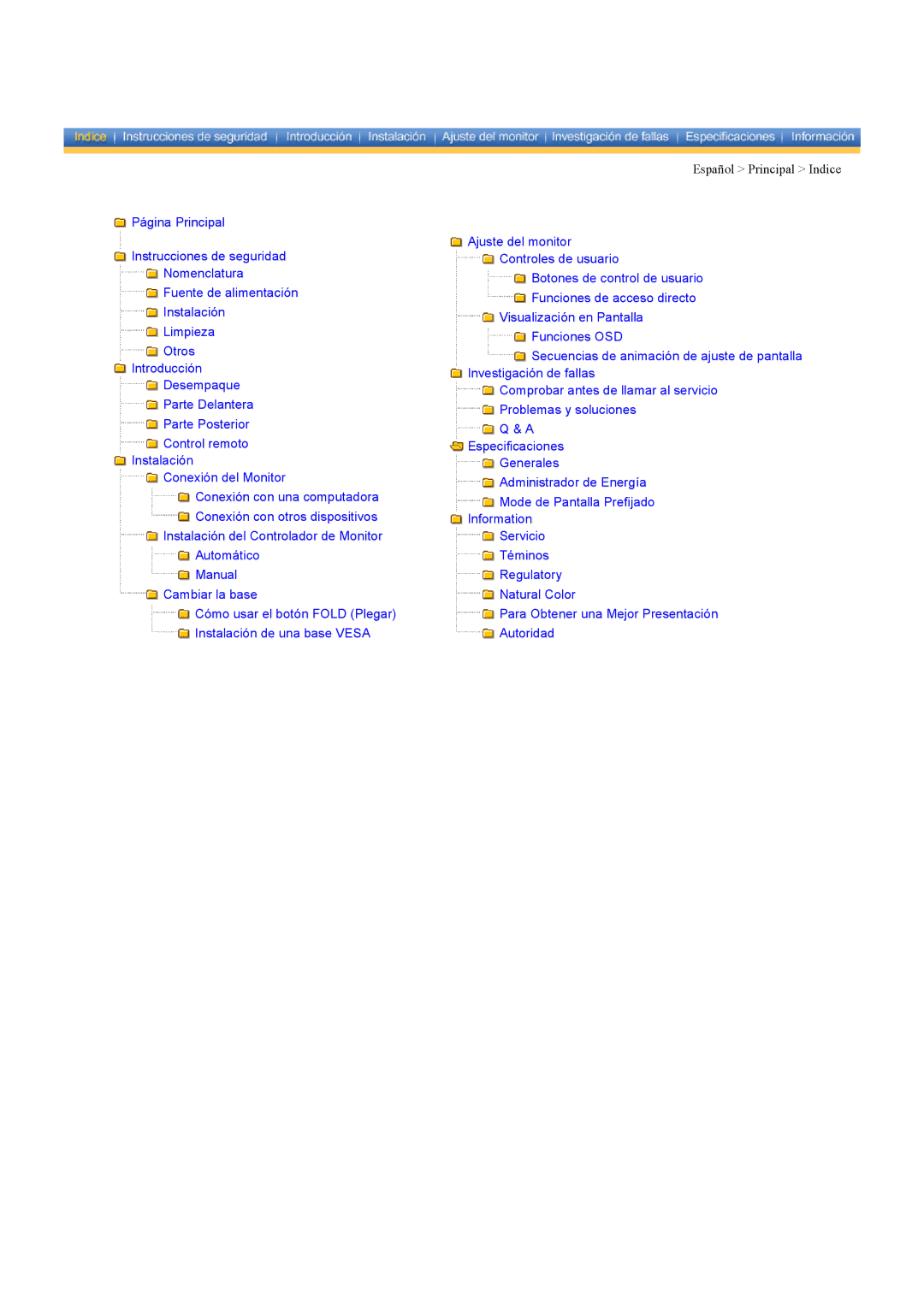 Samsung MH17ASSS/EDC, MH15ASSS/EDC, LS17MHASSZ/EDC manual Español Principal Indice 