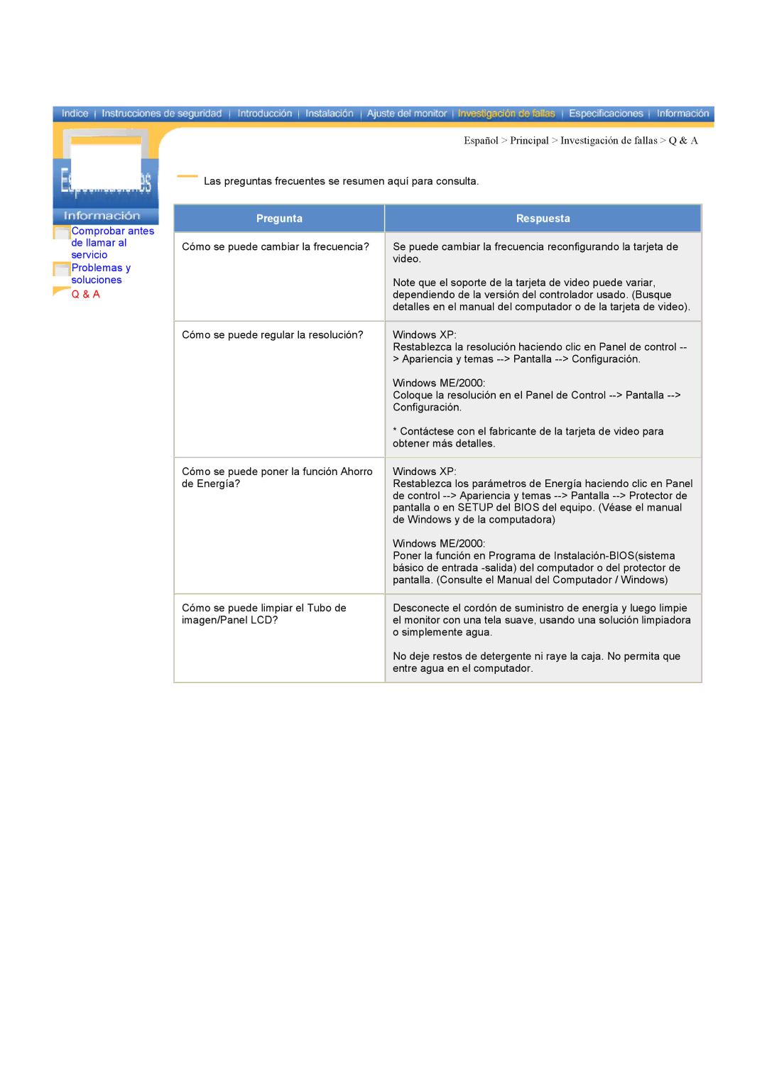 Samsung MH17ASSS/EDC, MH15ASSS/EDC, LS17MHASSZ/EDC manual Pregunta Respuesta 