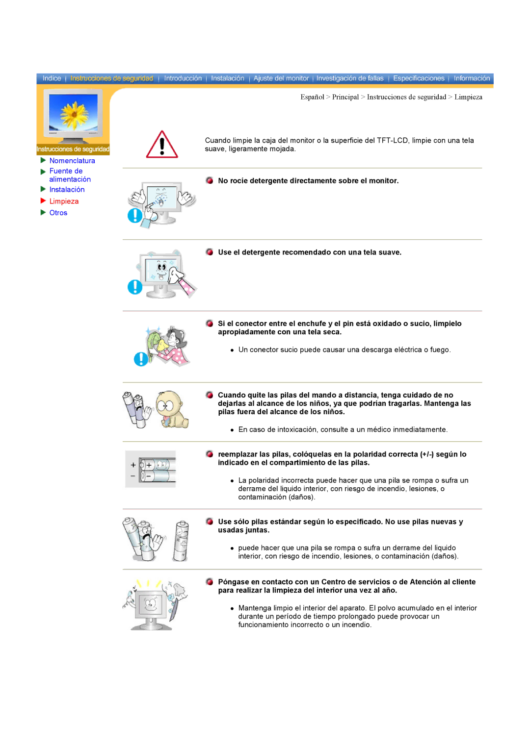 Samsung LS17MHASSZ/EDC, MH15ASSS/EDC, MH17ASSS/EDC manual Limpieza, Use el detergente recomendado con una tela suave 