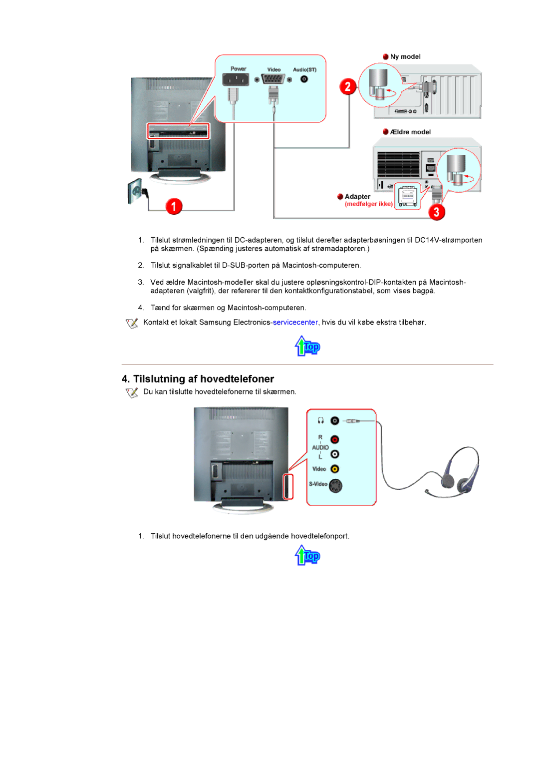 Samsung LS17MHASSZ/EDC, MH15ASSS/EDC, MH17ASSS/EDC manual Tilslutning af hovedtelefoner 