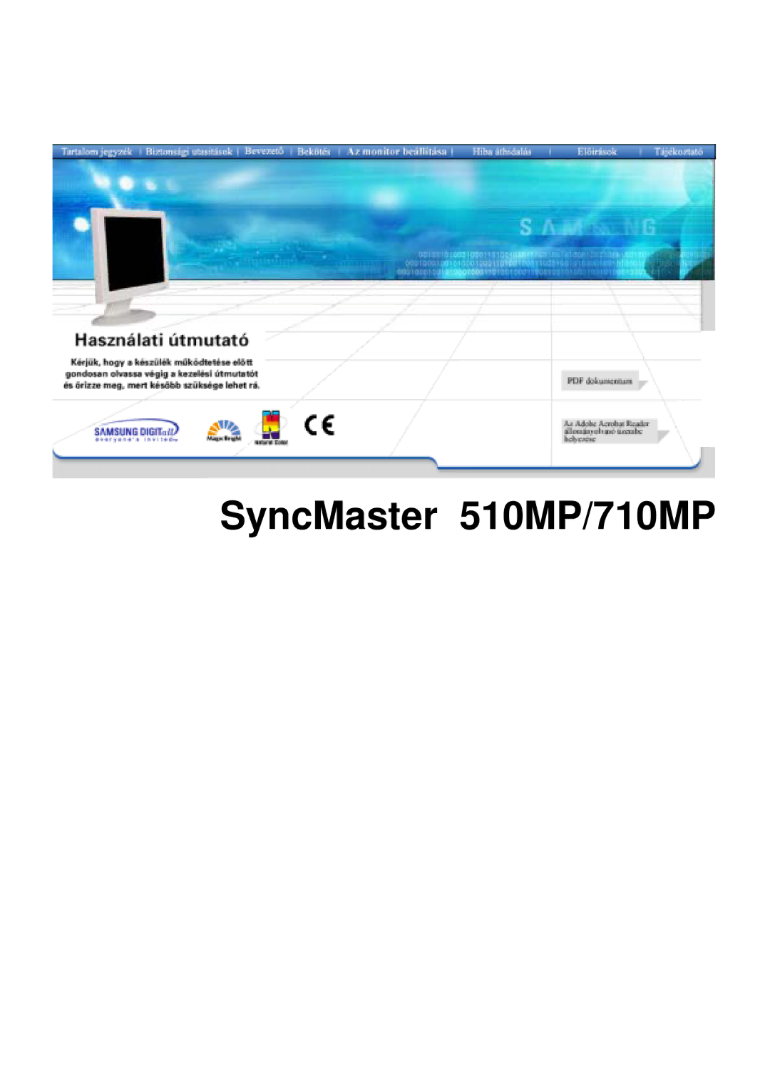 Samsung LS17MHASSZ/EDC, MH15ASSS/EDC, MH17ASSS/EDC manual SyncMaster 510MP/710MP 