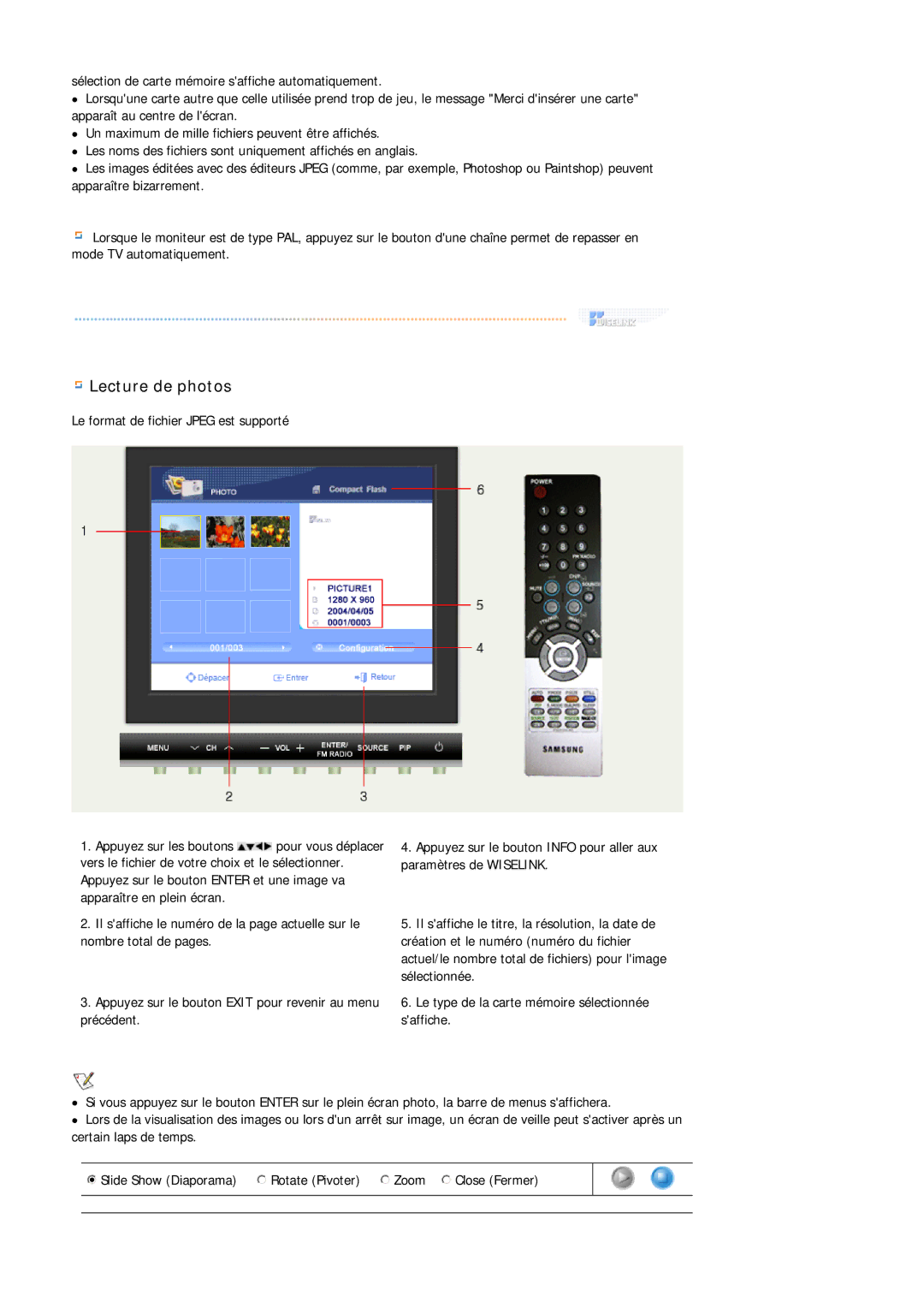 Samsung MH17FSSSU/EDC, MH17FSSS/EDC manual Lecture de photos 