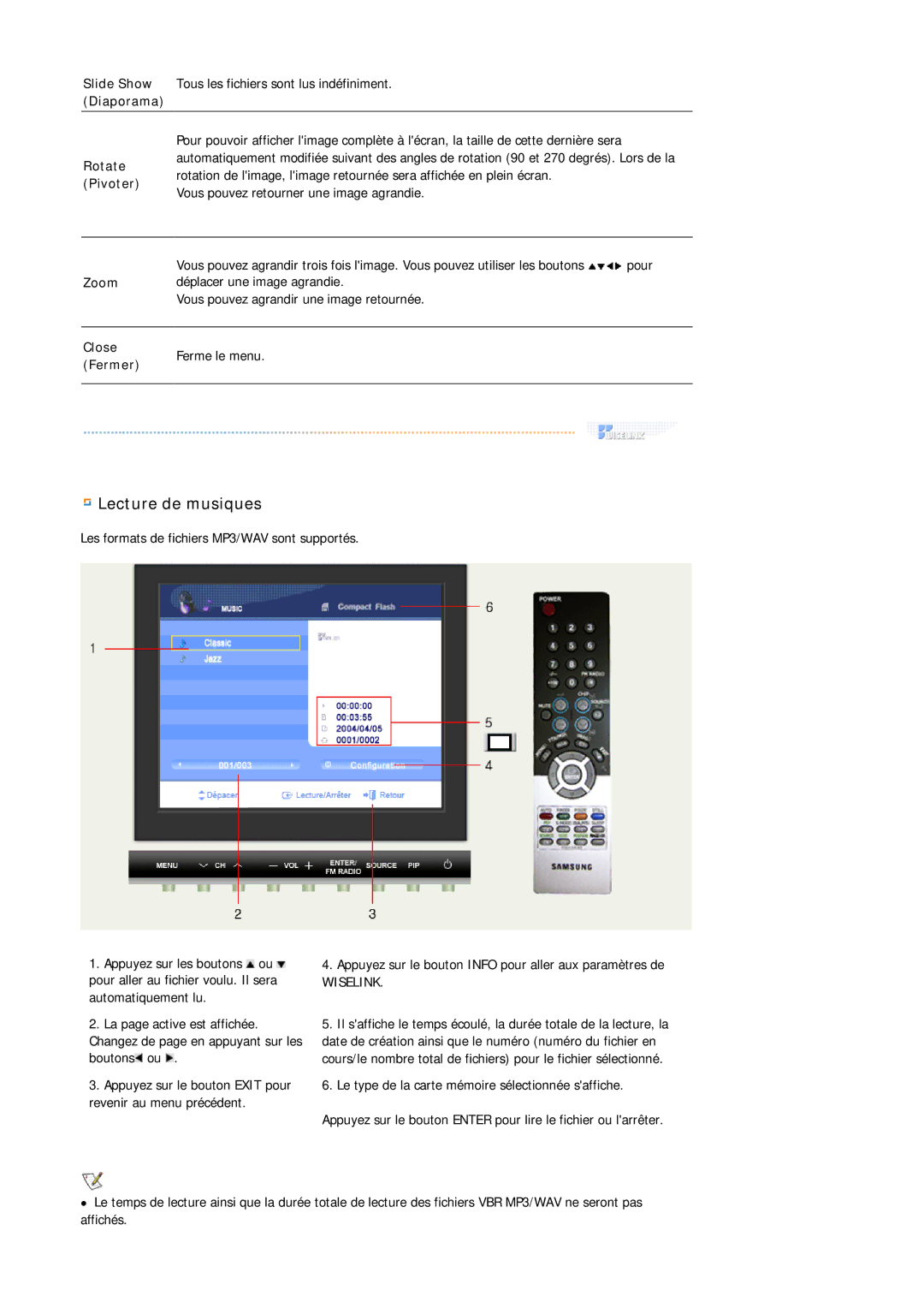 Samsung MH17FSSS/EDC, MH17FSSSU/EDC manual Lecture de musiques 