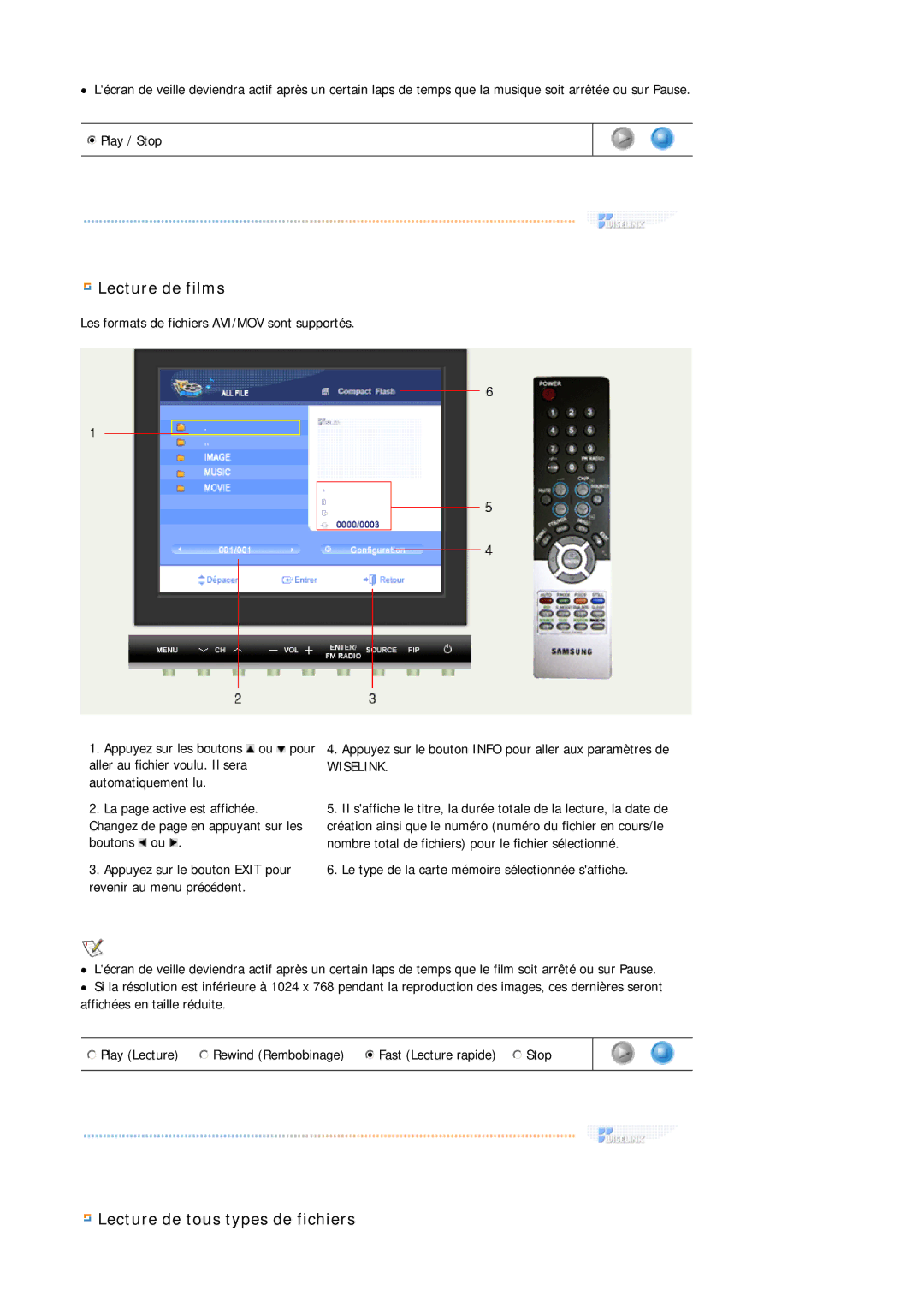 Samsung MH17FSSSU/EDC, MH17FSSS/EDC manual Lecture de films 