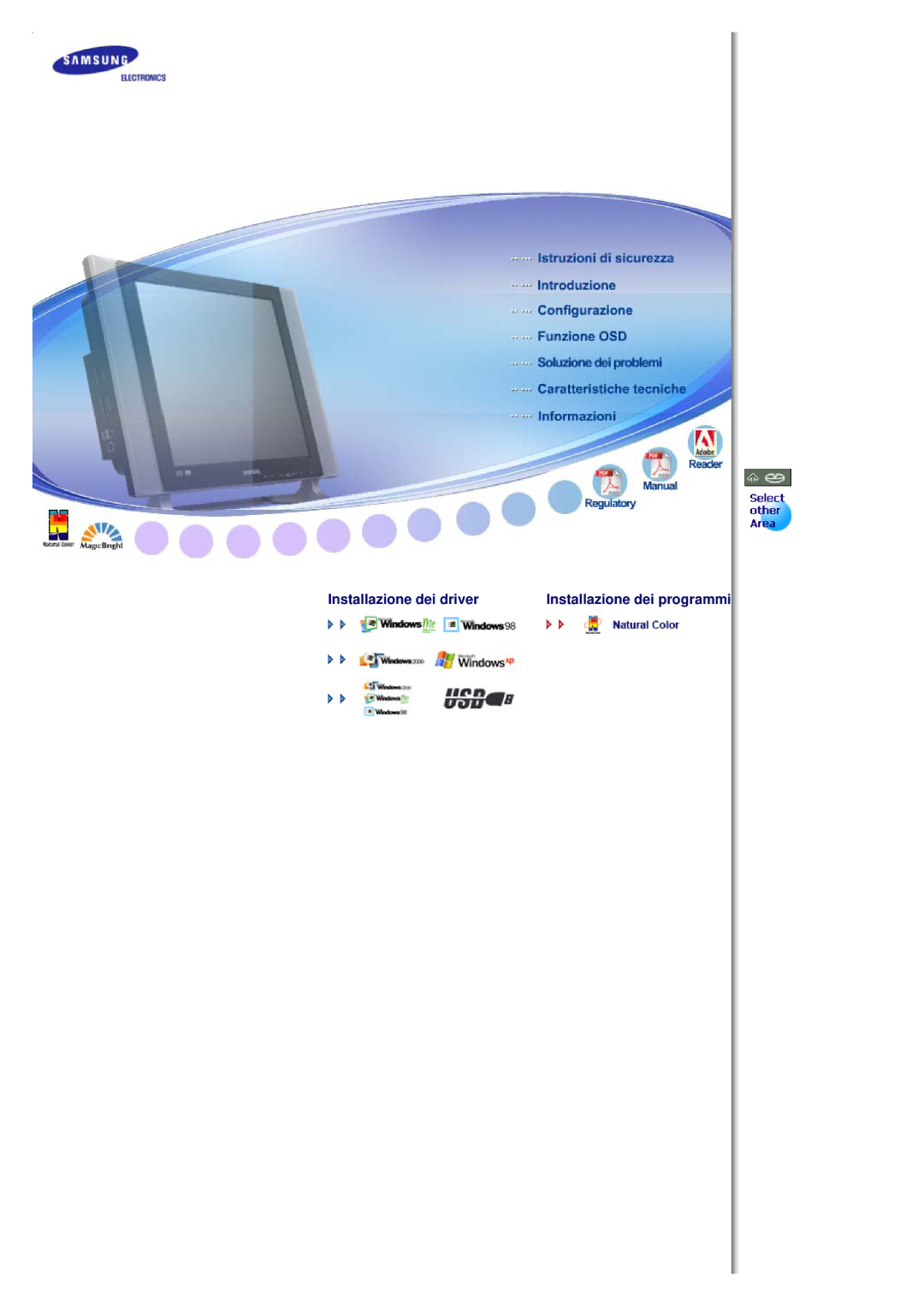 Samsung MH17FSSS/EDC, MH17FSSSU/EDC manual Installazione dei driver Installazione dei programmi 