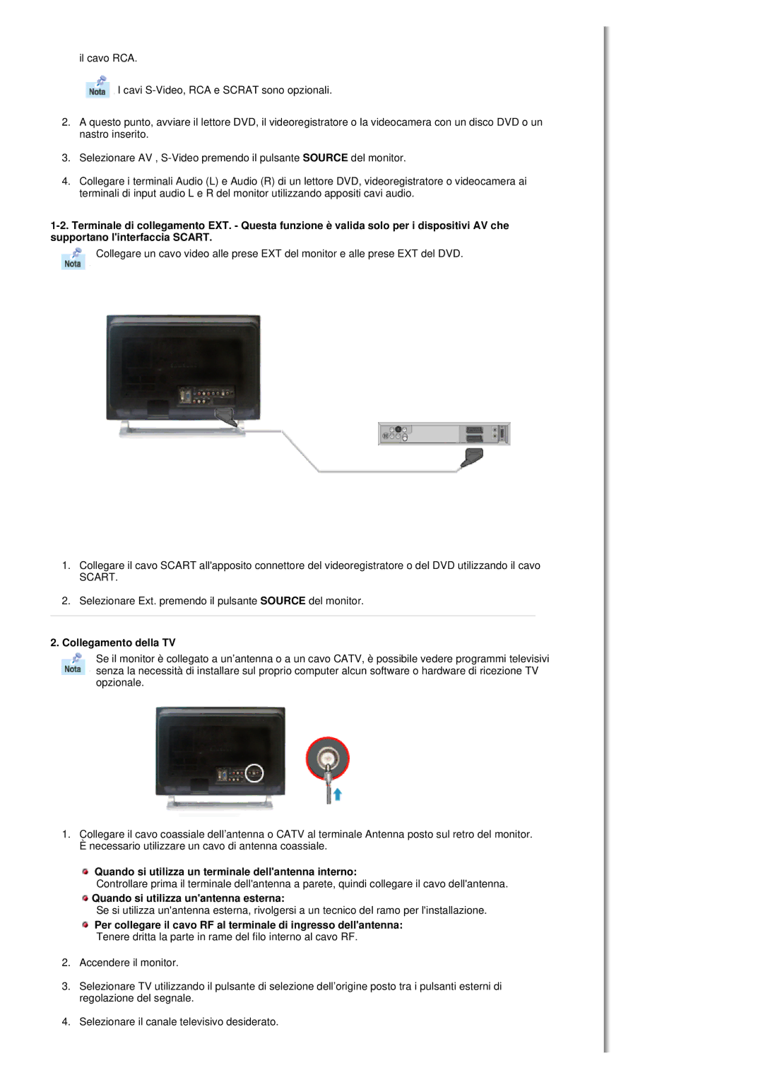 Samsung MH17FSSS/EDC, MH17FSSSU/EDC manual Collegamento della TV, Quando si utilizza un terminale dellantenna interno 