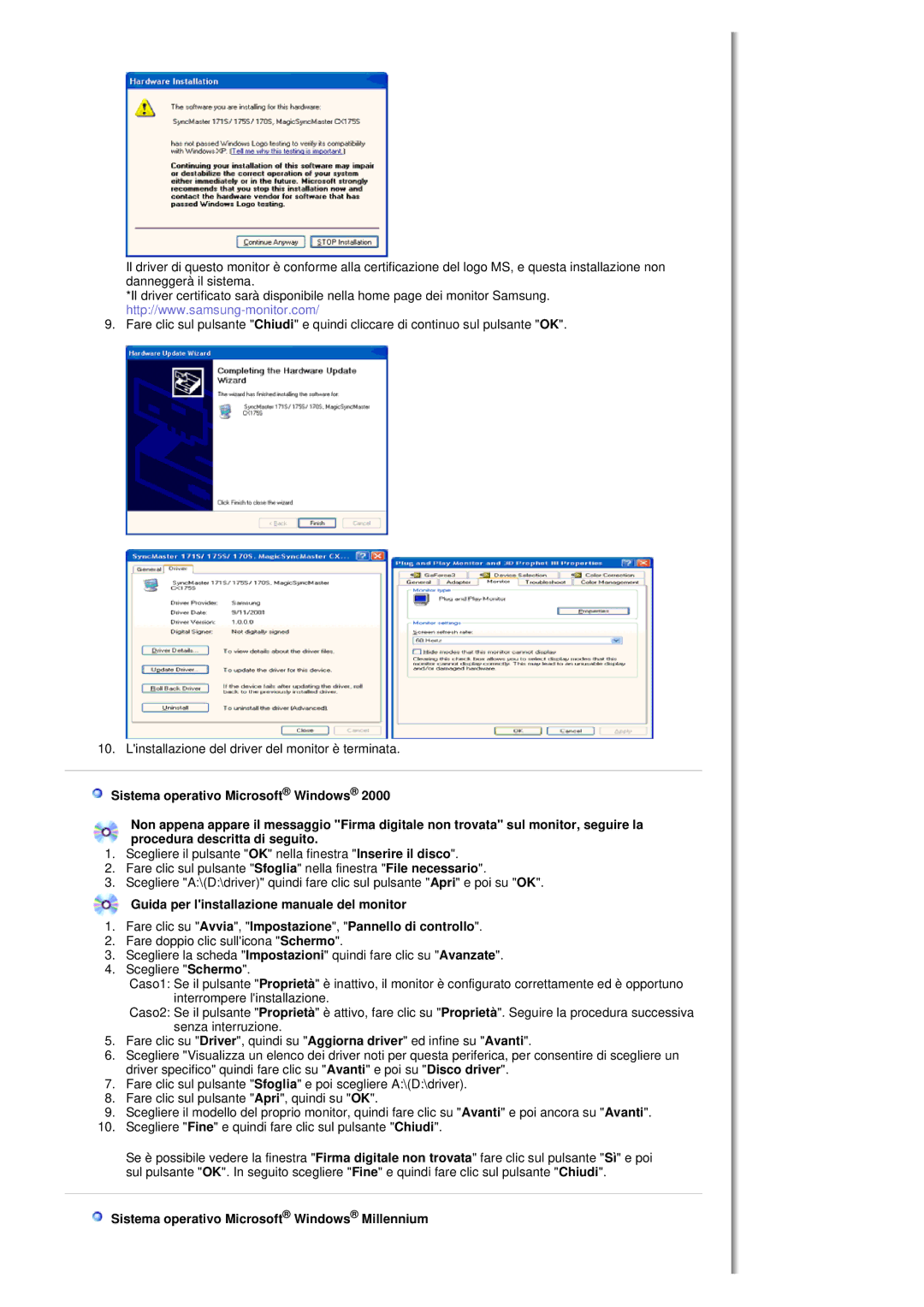 Samsung MH17FSSS/EDC, MH17FSSSU/EDC manual Sistema operativo Microsoft Windows Millennium 