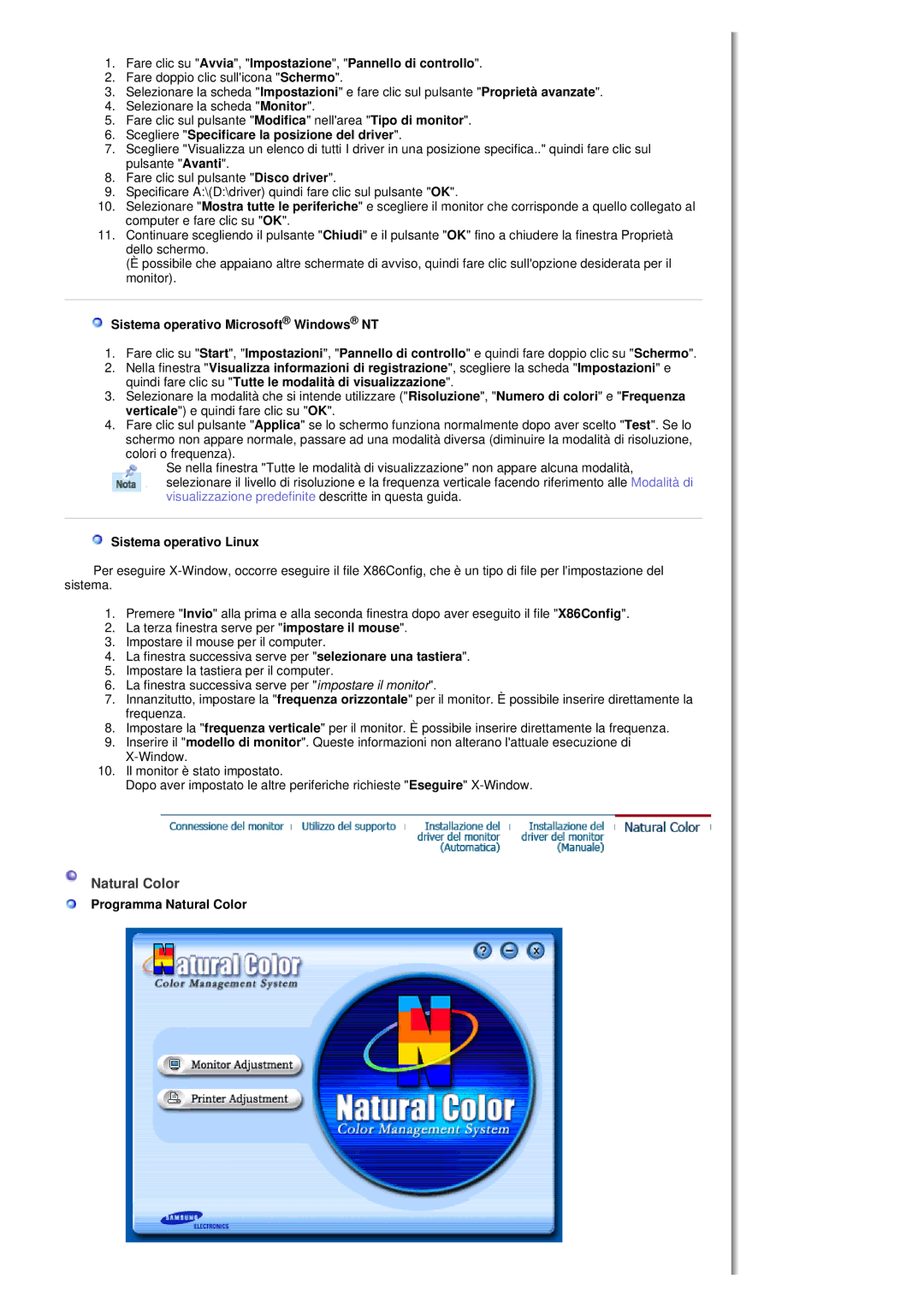 Samsung MH17FSSSU/EDC Natural Color, Scegliere Specificare la posizione del driver, Sistema operativo Microsoft Windows NT 