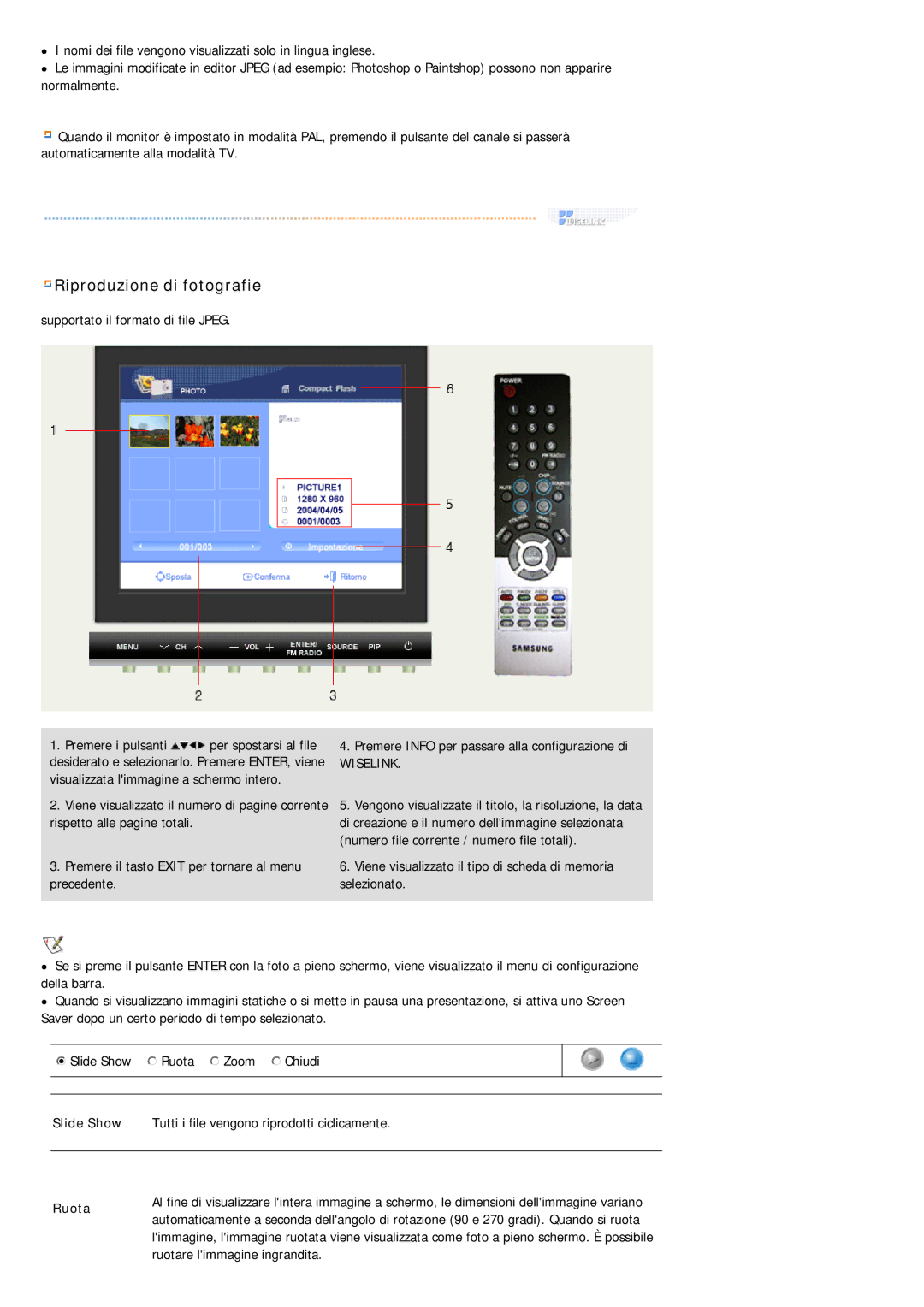 Samsung MH17FSSS/EDC, MH17FSSSU/EDC manual Riproduzione di fotografie 