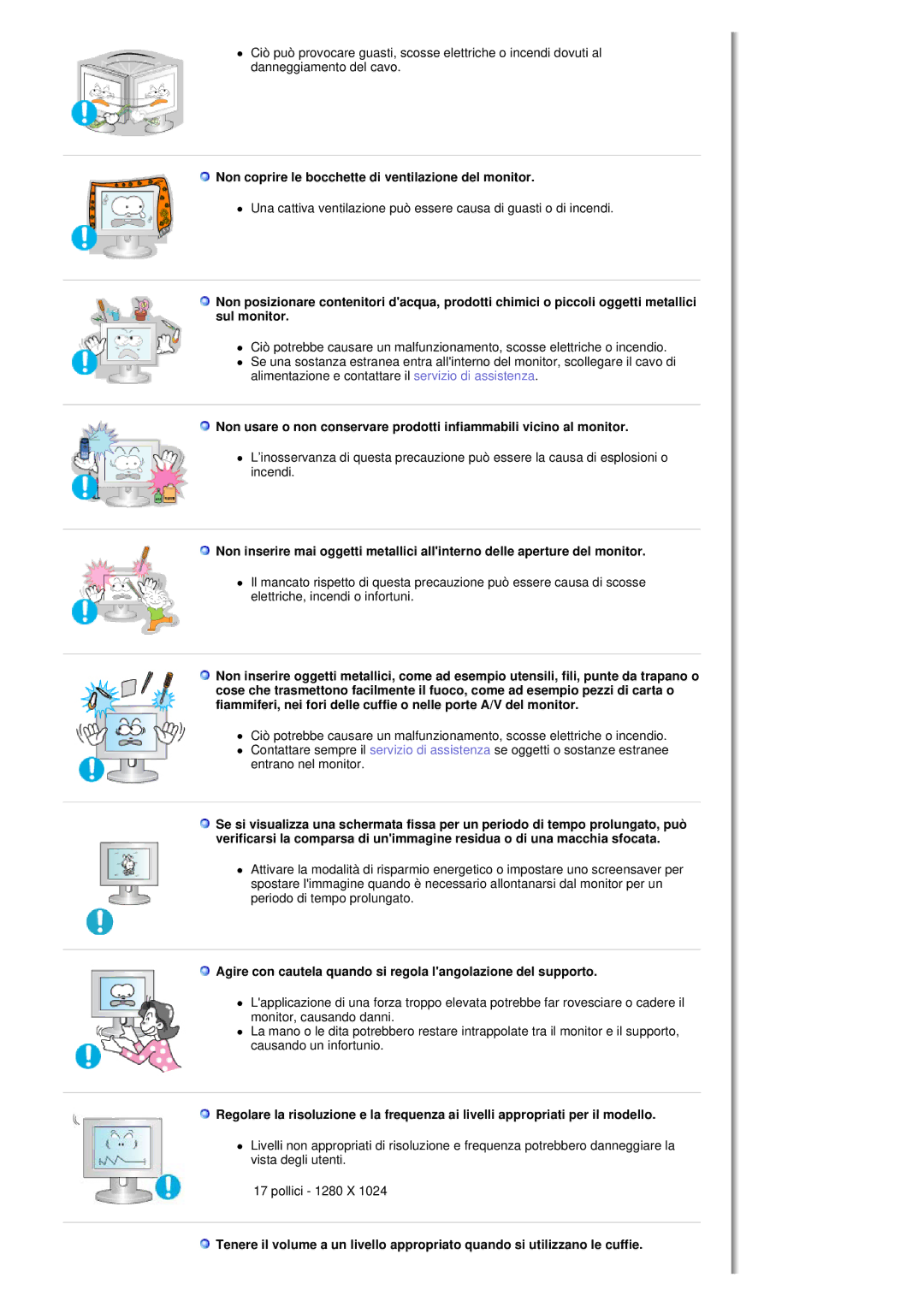 Samsung MH17FSSSU/EDC, MH17FSSS/EDC manual Non coprire le bocchette di ventilazione del monitor 