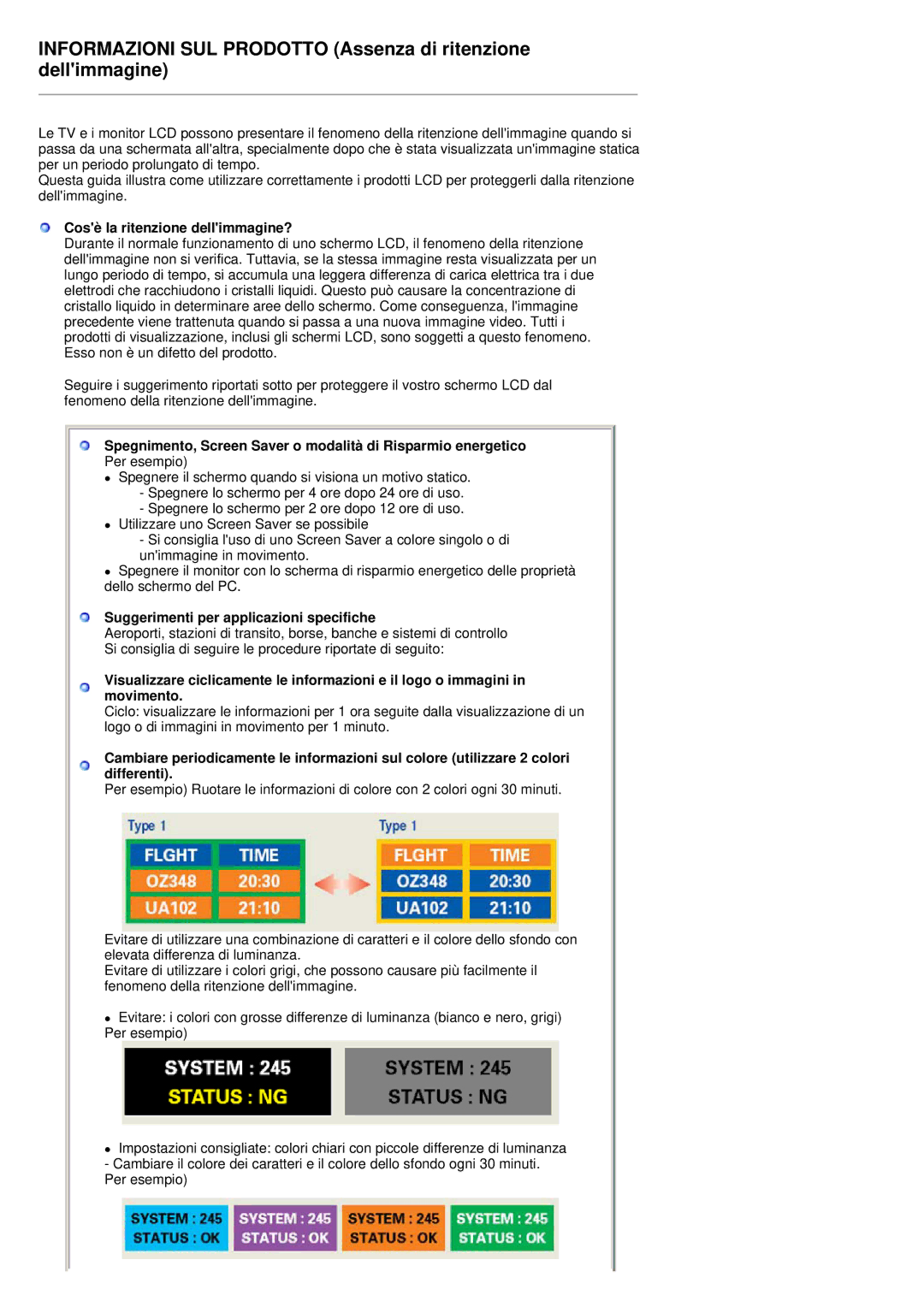 Samsung MH17FSSS/EDC, MH17FSSSU/EDC manual Informazioni SUL Prodotto Assenza di ritenzione dellimmagine 