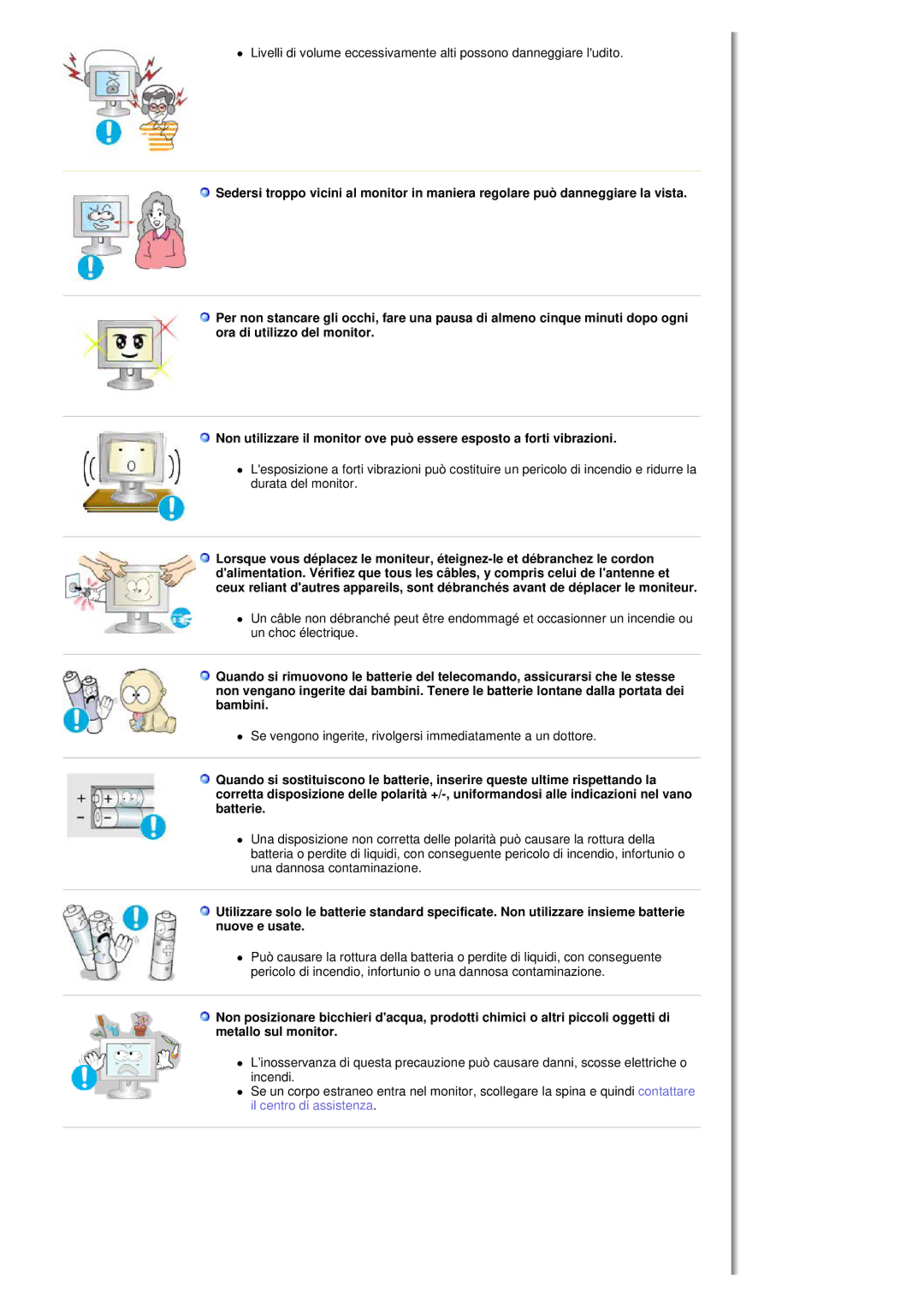 Samsung MH17FSSS/EDC, MH17FSSSU/EDC manual Se vengono ingerite, rivolgersi immediatamente a un dottore 