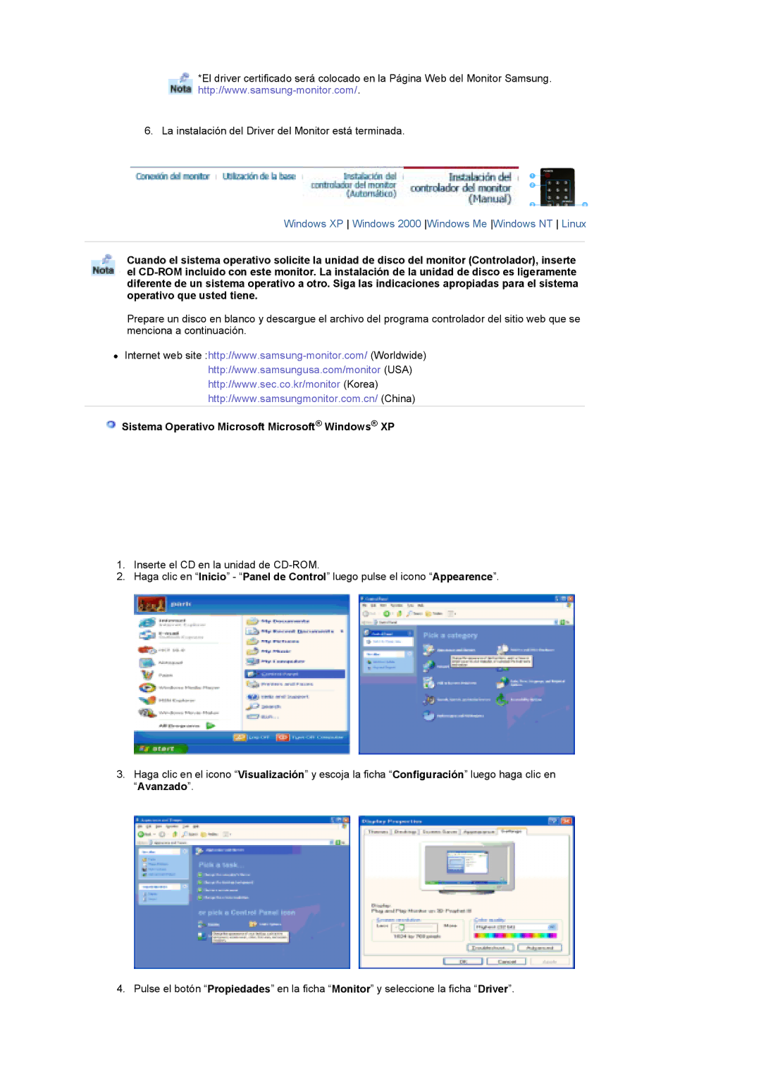 Samsung MH17FSSS/EDC, MH17FSSSU/EDC manual Sistema Operativo Microsoft Microsoft Windows XP 