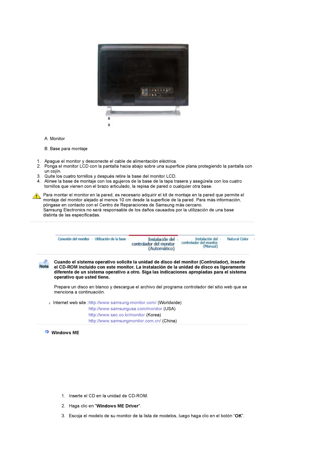 Samsung MH17FSSS/EDC, MH17FSSSU/EDC manual Haga clic en Windows ME Driver 