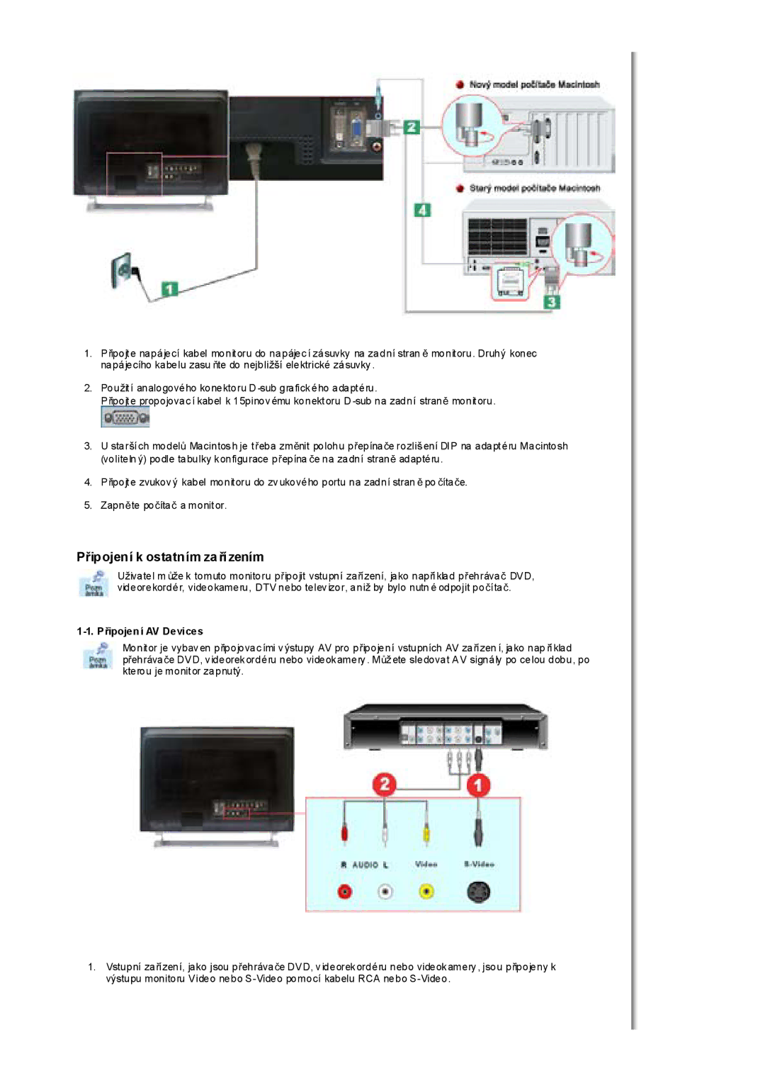 Samsung MH17FSSS/EDC, MH17FSSSU/EDC manual PĜipojení k ostatním za Ĝízením, PĜipojen í AV Devices 