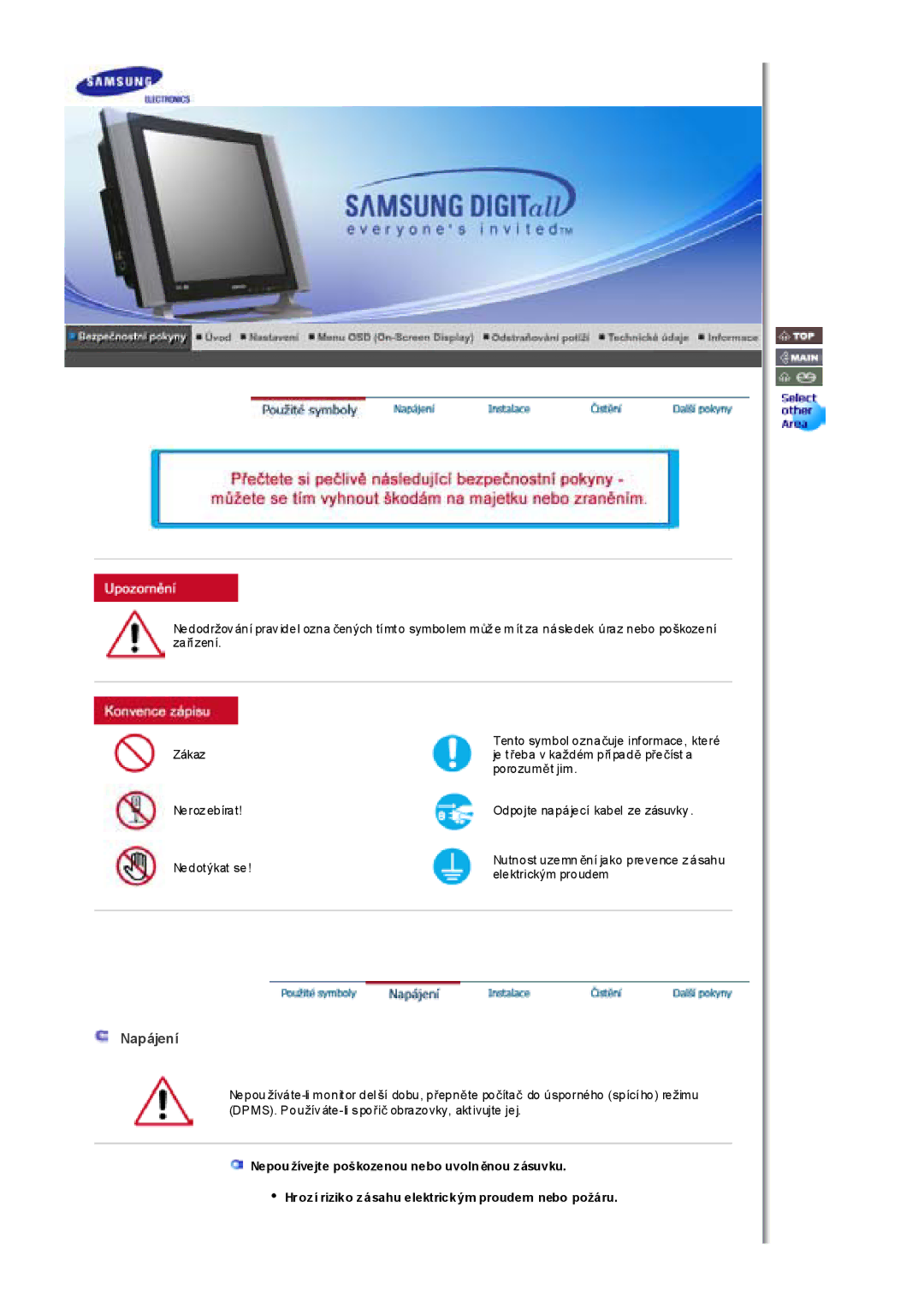 Samsung MH17FSSSU/EDC, MH17FSSS/EDC manual Napájení 