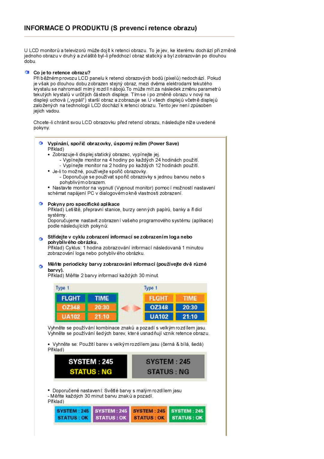 Samsung MH17FSSS/EDC, MH17FSSSU/EDC manual Co je to retence obrazu?, Vypínání, spoĜ iþ obrazovky, úsporný režim Power Save 