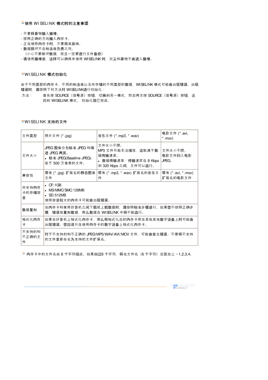 Samsung MH17FSSS/EDC, MH17FSSSU/EDC manual Wiselink 模式初始化 