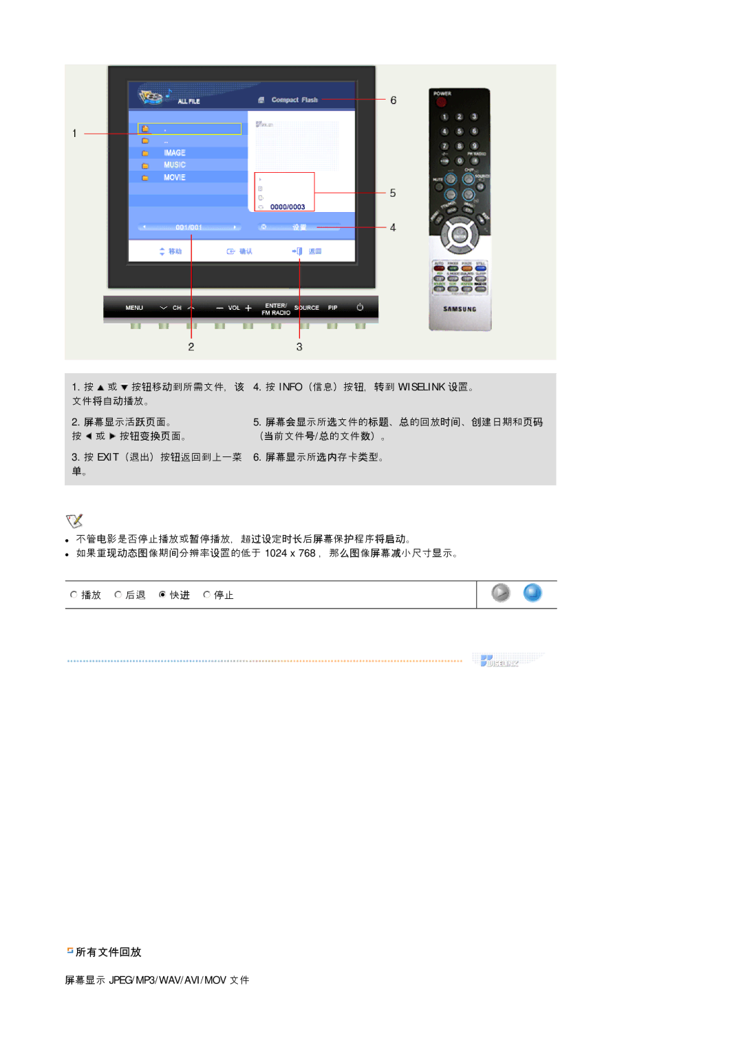 Samsung MH17FSSSU/EDC, MH17FSSS/EDC manual 所有文件回放 