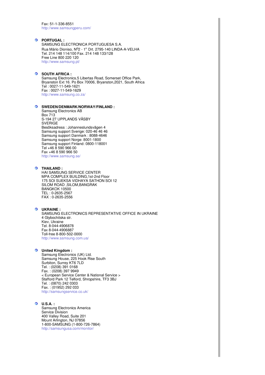 Samsung MH17FSSSU/EDC, MH17FSSS/EDC manual Portugal, United Kingdom 