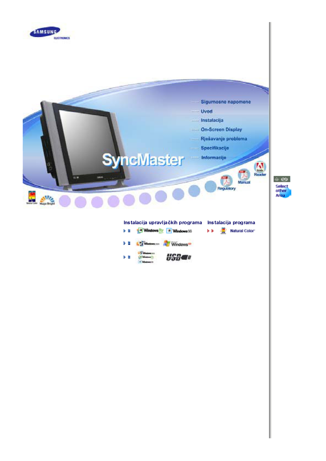 Samsung MH17FSSS/EDC, MH17FSSSU/EDC manual Instalacija upravljaþkih programa Instalacija programa 