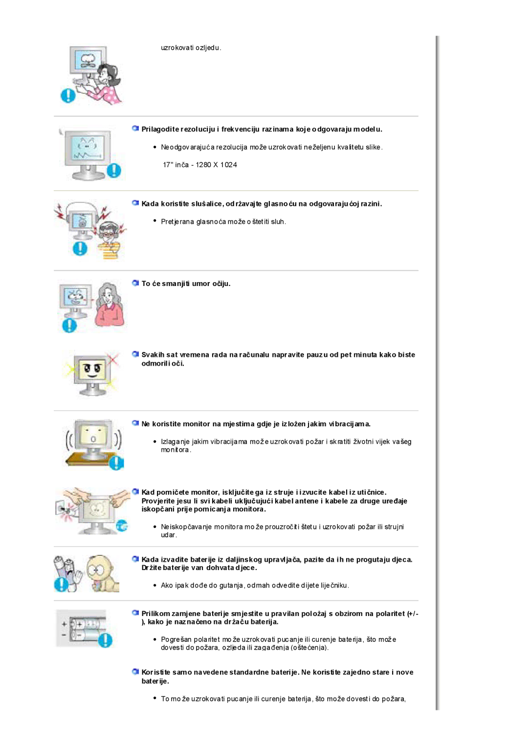 Samsung MH17FSSS/EDC, MH17FSSSU/EDC manual Uzrokovati ozljedu 