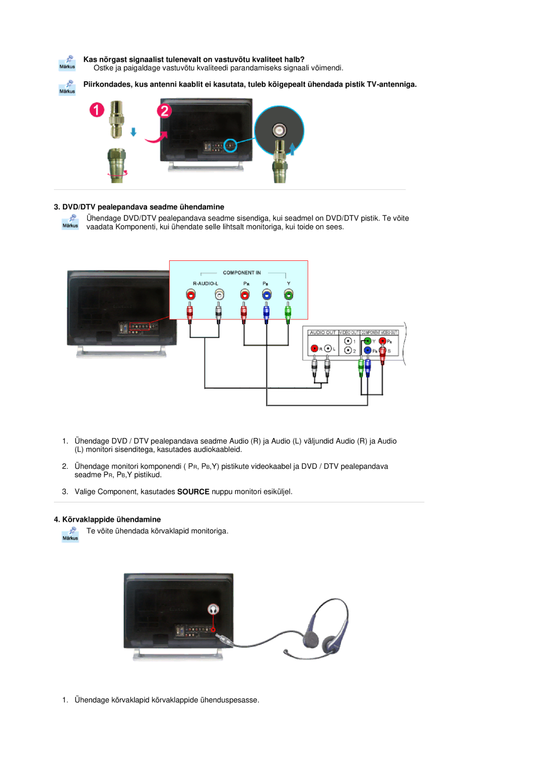 Samsung MH17FSSSU/EDC manual Kõrvaklappide ühendamine 