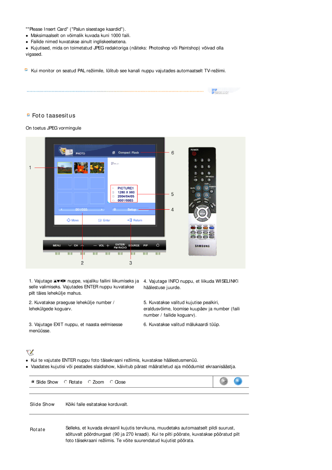 Samsung MH17FSSSU/EDC manual Foto taasesitus 