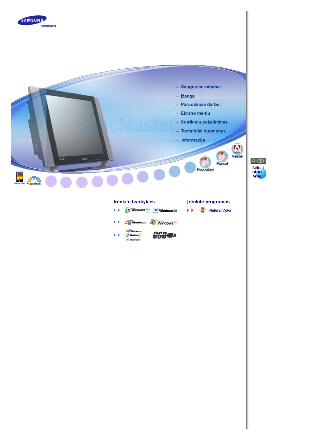 Samsung MH17FSSSU/EDC manual Įrenkite tvarkykles 