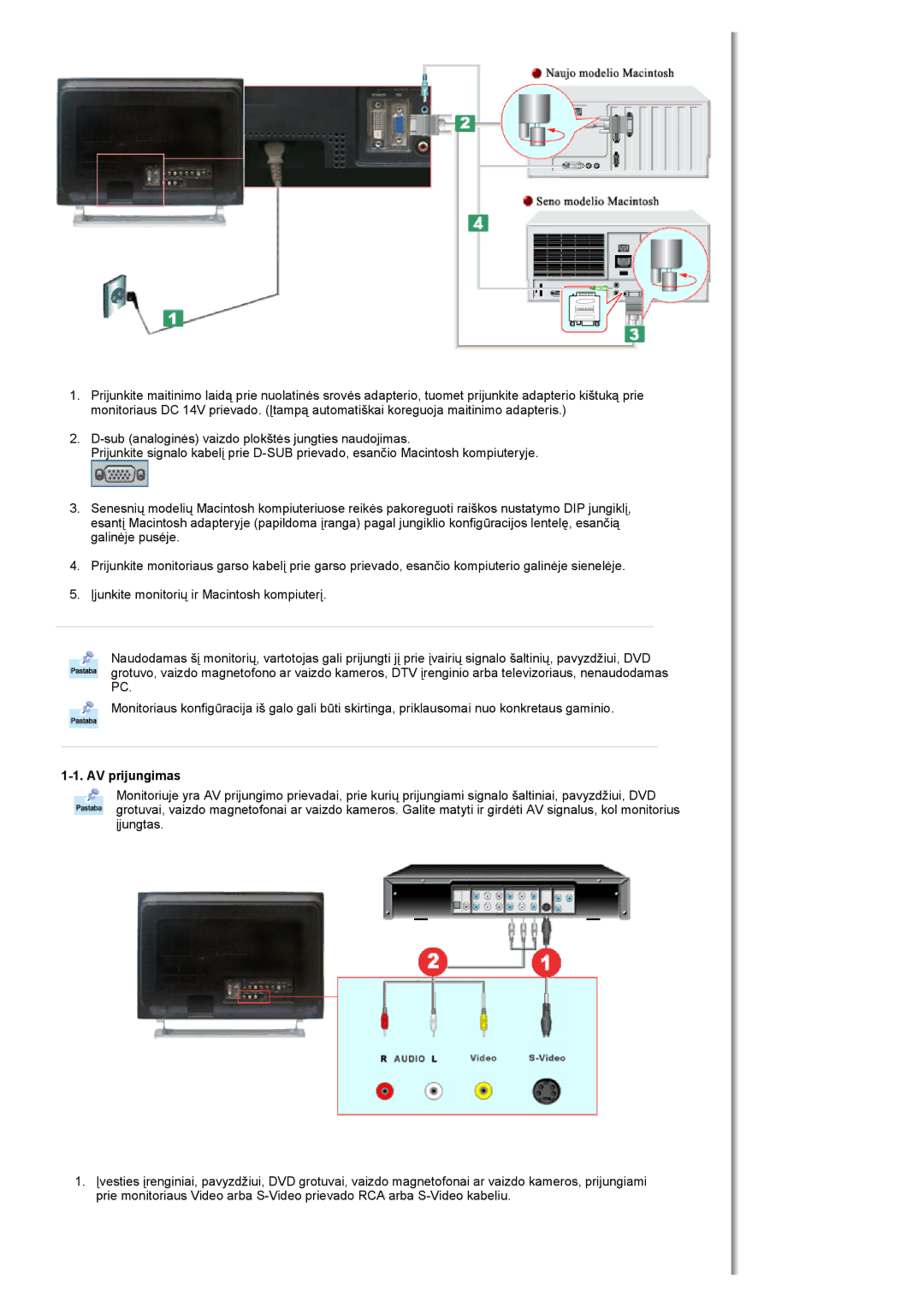 Samsung MH17FSSSU/EDC manual AV prijungimas 