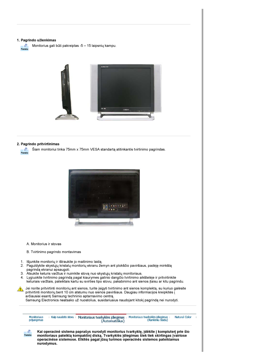 Samsung MH17FSSSU/EDC manual Pagrindo užlenkimas, Pagrindo pritvirtinimas 