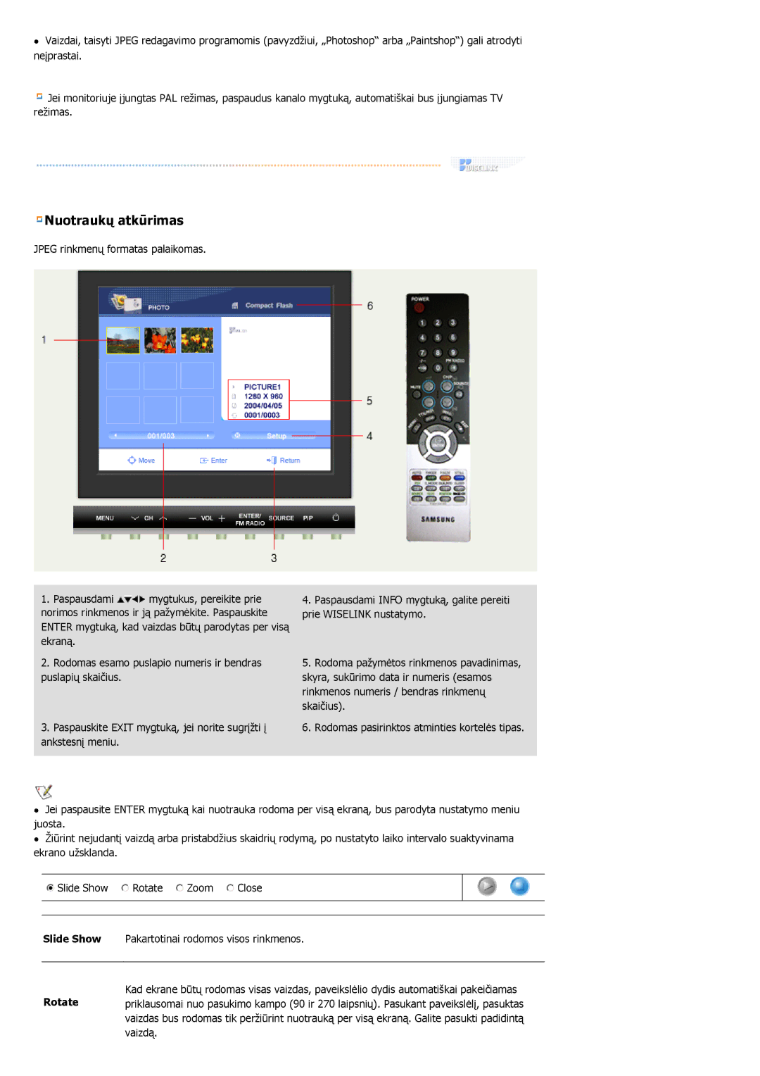 Samsung MH17FSSSU/EDC manual Nuotraukų atkūrimas 