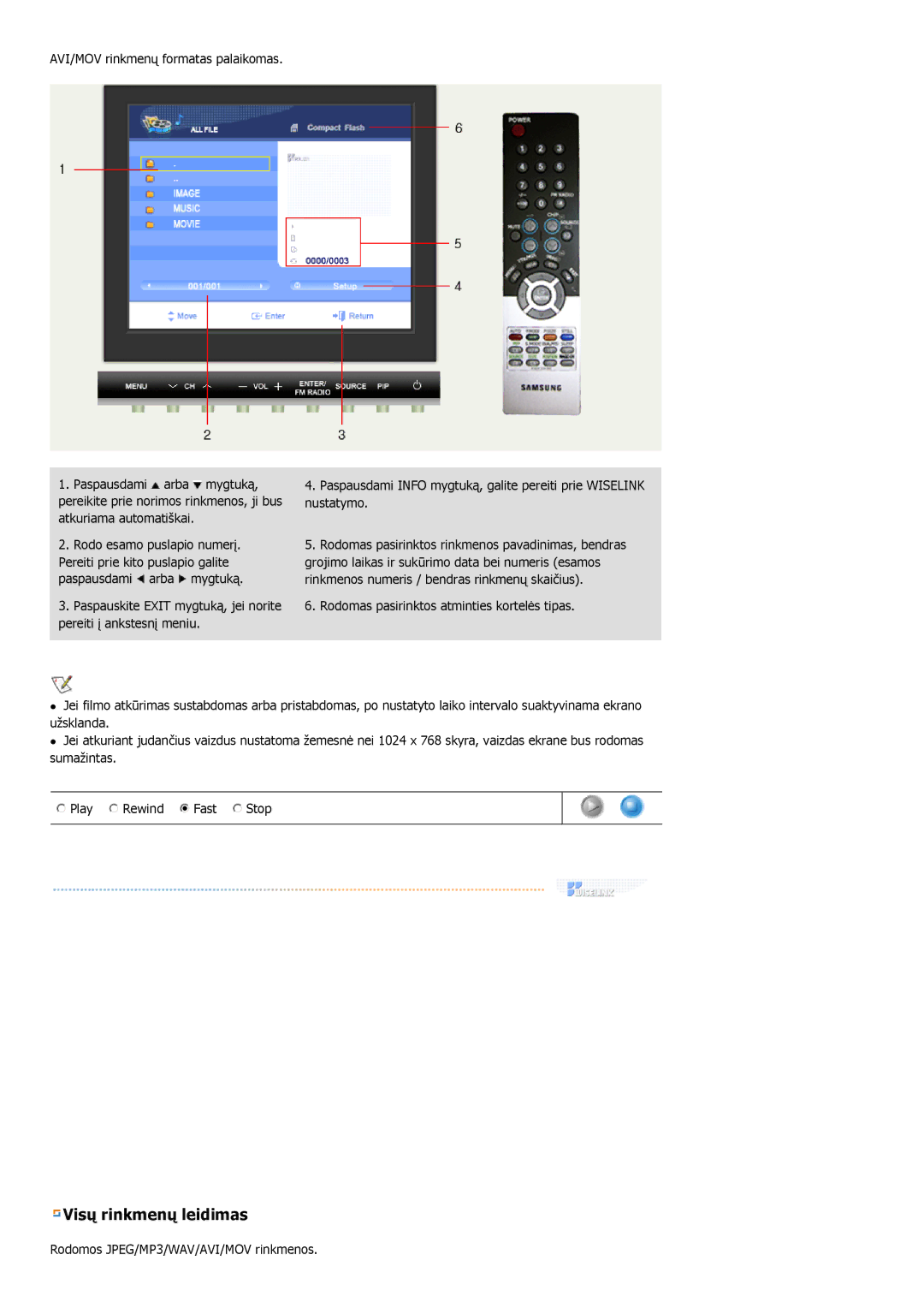 Samsung MH17FSSSU/EDC manual Visų rinkmenų leidimas 