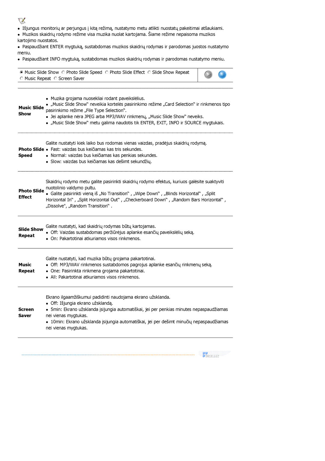 Samsung MH17FSSSU/EDC manual Music Slide Show 