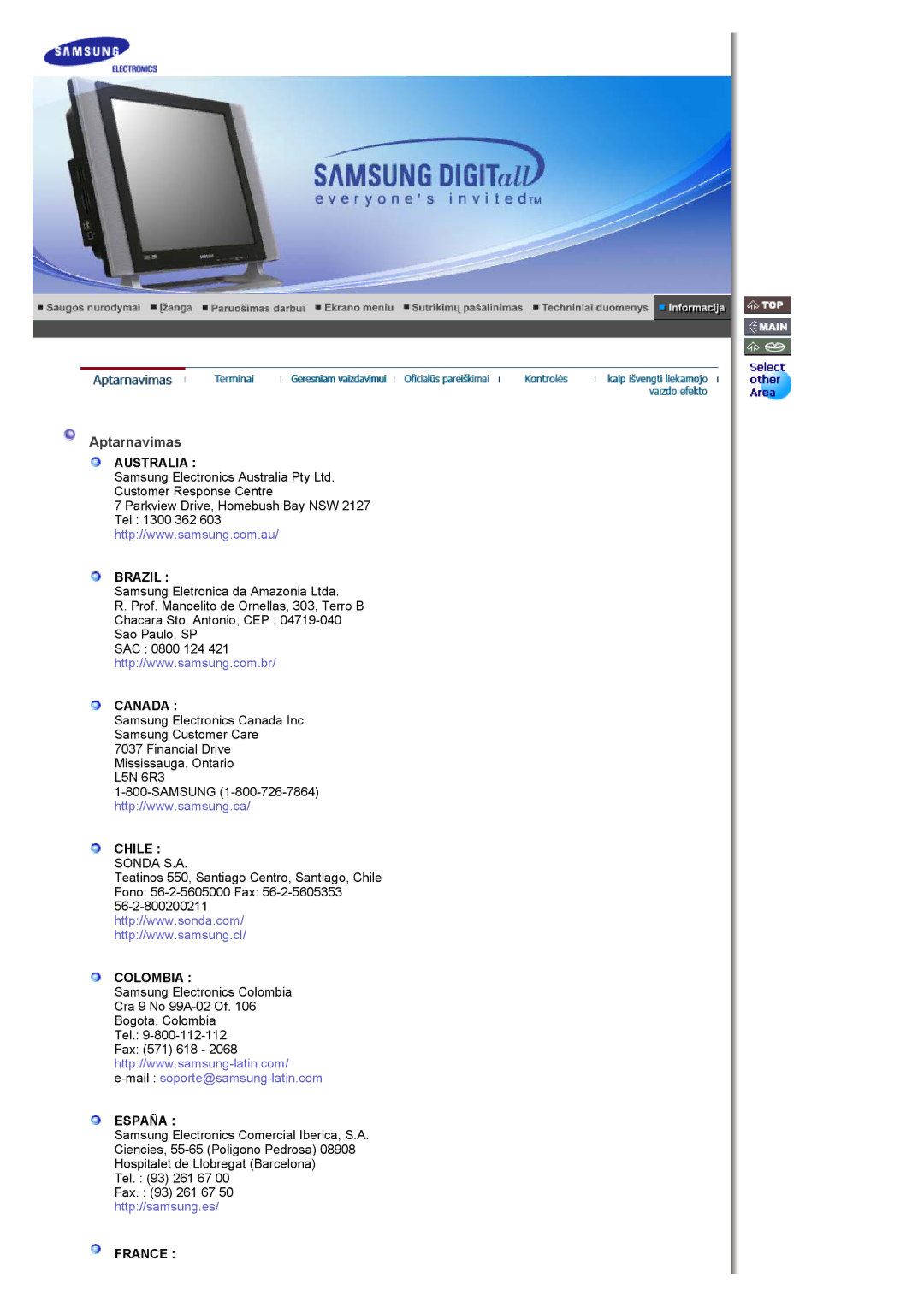 Samsung MH17FSSSU/EDC manual Aptarnavimas 