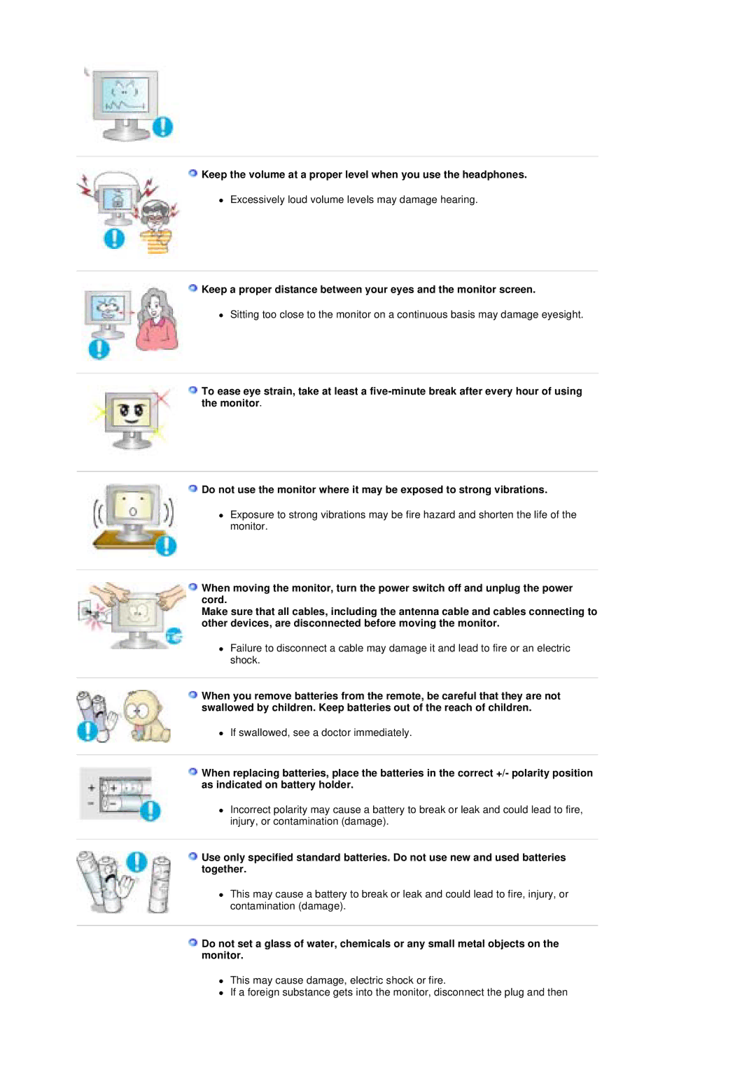 Samsung MH17FSSSU/XSG, MH17FSSSU/XSJ, LS17MHFSSY/XSJ, MH17FSSSA/XSJ manual Excessively loud volume levels may damage hearing 