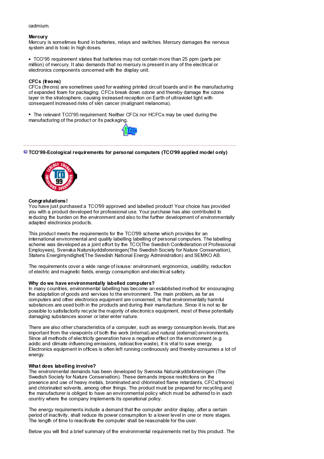 Samsung MH17FSSSU/XSJ, LS17MHFSSY/XSJ manual Mercury, CFCs freons, Why do we have environmentally labelled computers? 